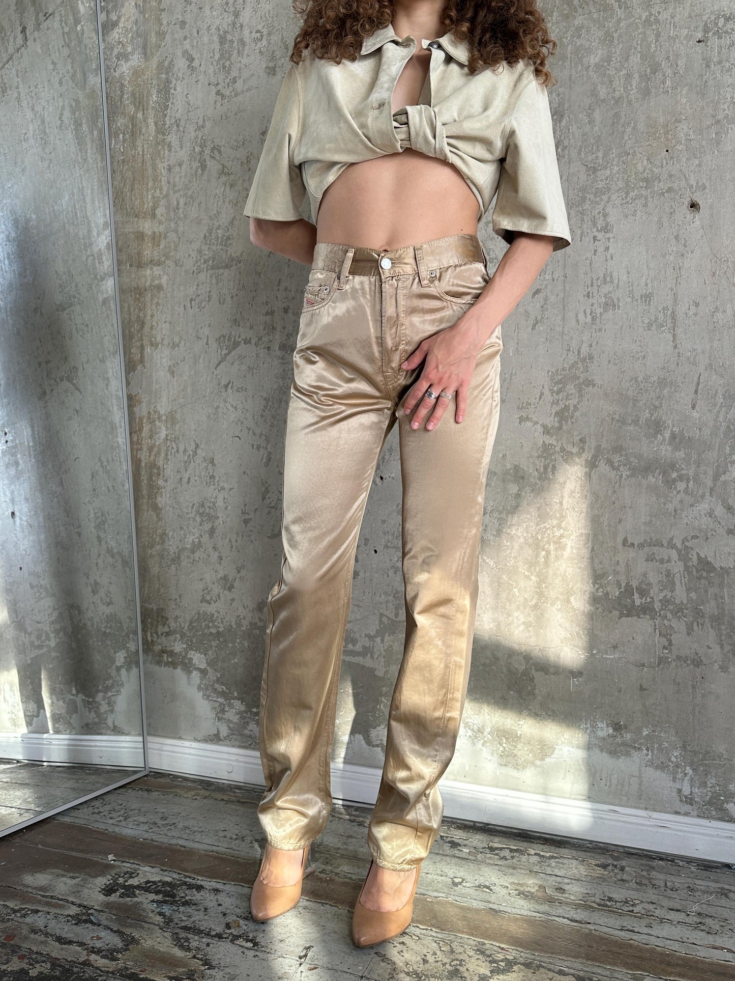 Vintage Diesel Straight Leg Gold Trousers I Waist 28