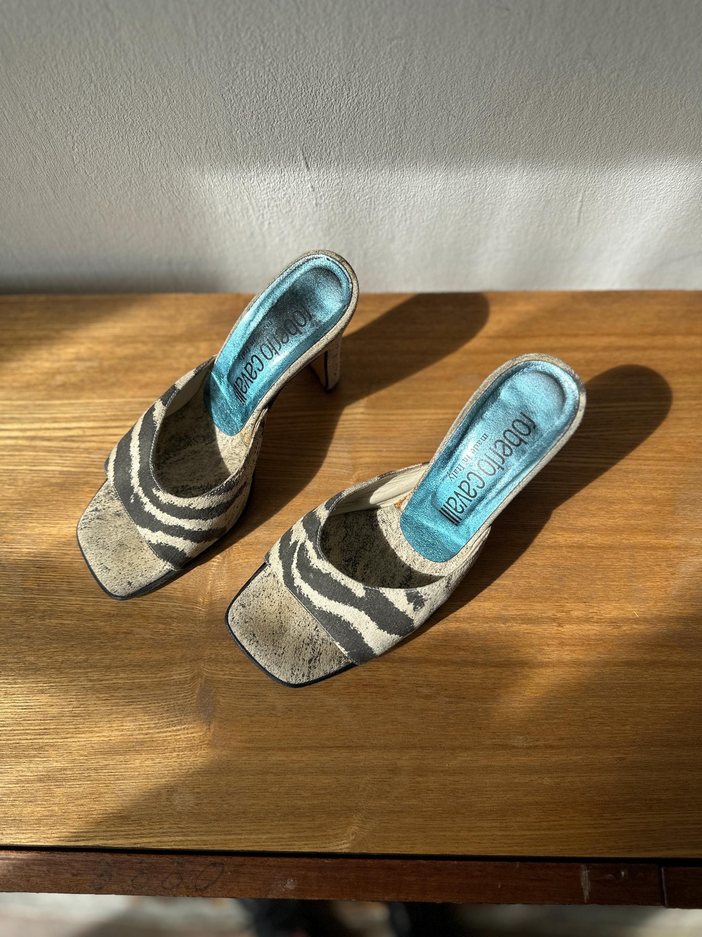 Vintage Roberto Cavalli Zebra Print Mules I US 6.5