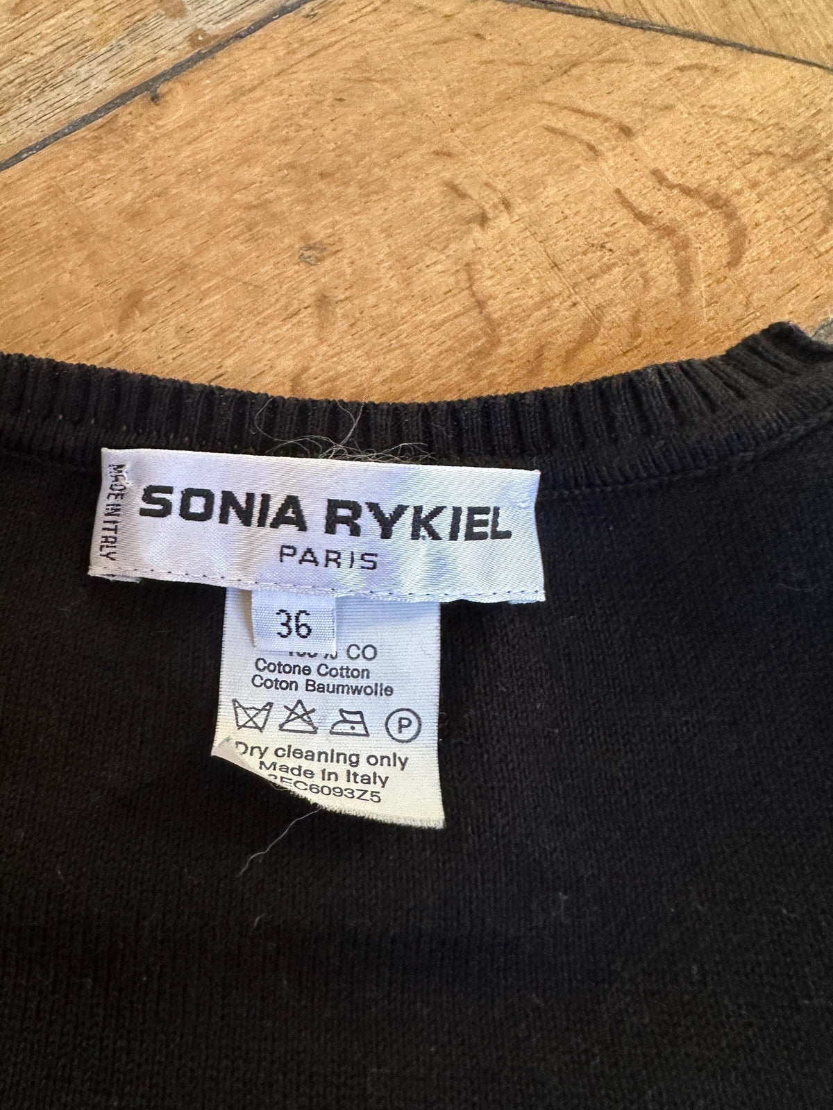 Vintage Sonia Rykiel Black Knit Top with Flowers
