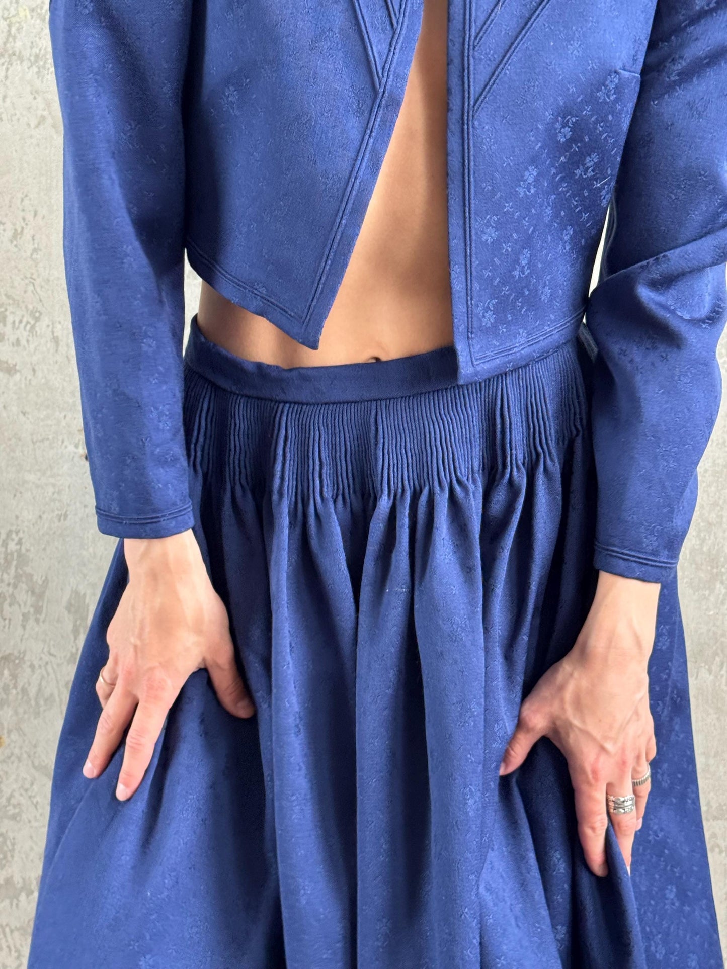 Vintage Traditional Floral Bolero and Skirt Set in Blue