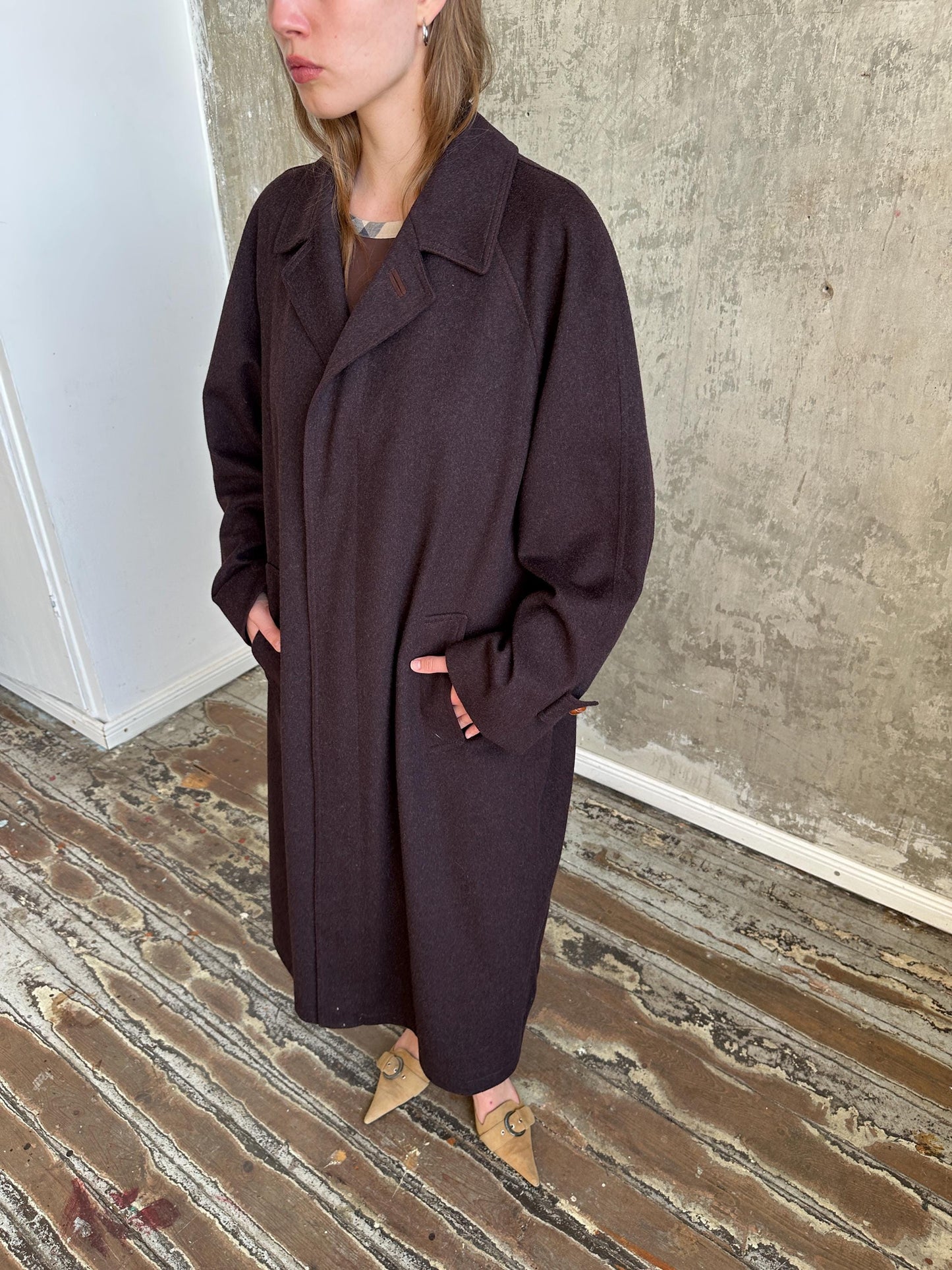 Vintage Lodenfrey Purple Wool Coat | Long Oversized Austrian Loden Coat