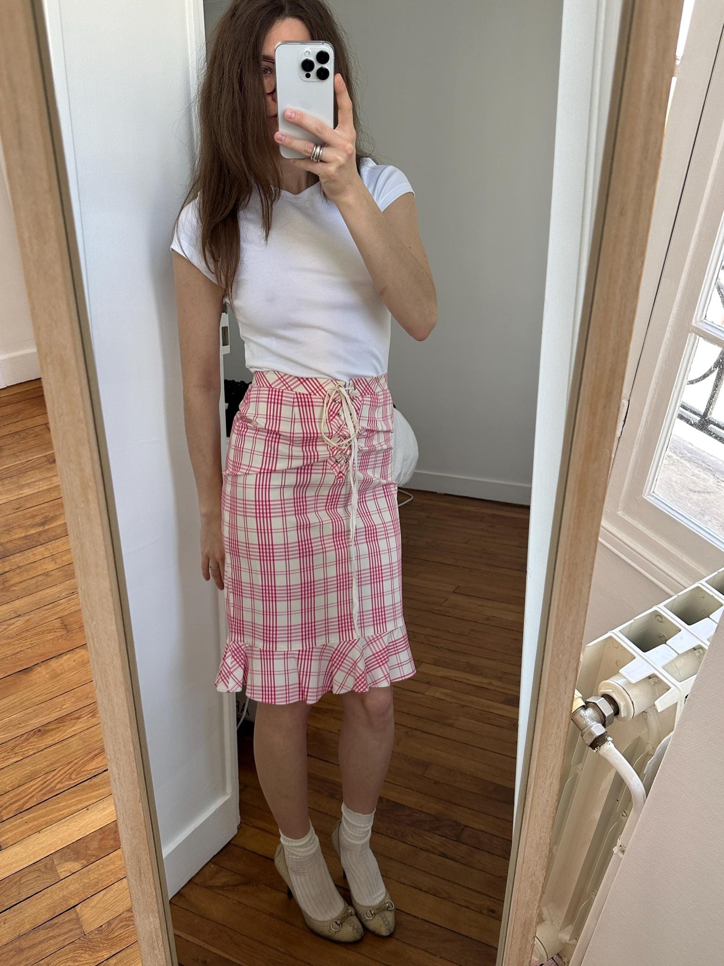 Vintage Moschino Cheap & Chic Pink Plaid Skirt