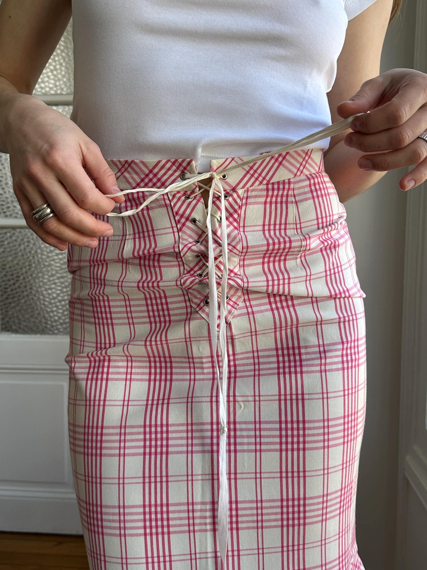 Vintage Moschino Cheap & Chic Pink Plaid Skirt