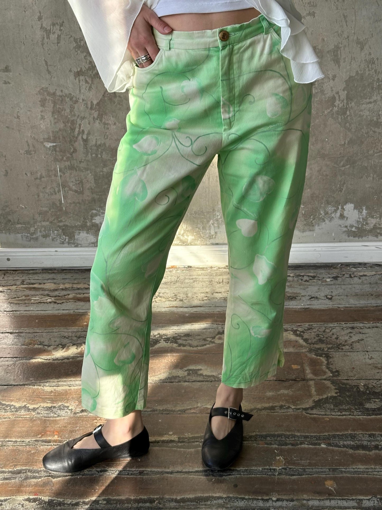 Vintage ESCADA Sport Floral Jeans, High Rise Cotton Blend