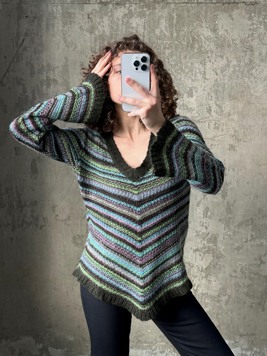 Vintage mohair sweater in green, 80s fuzzy oversized pullover