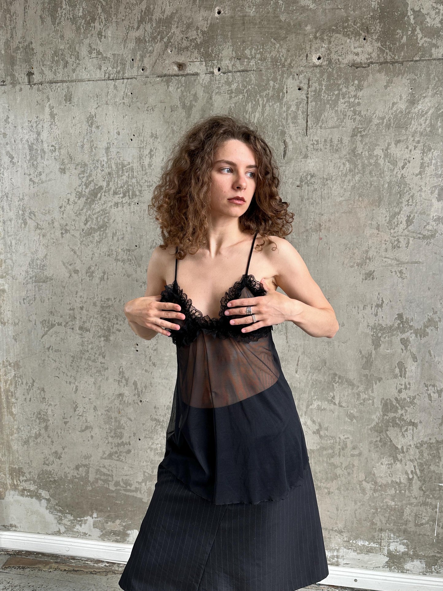 Vintage La Perla Black Sheer Lace Camisole