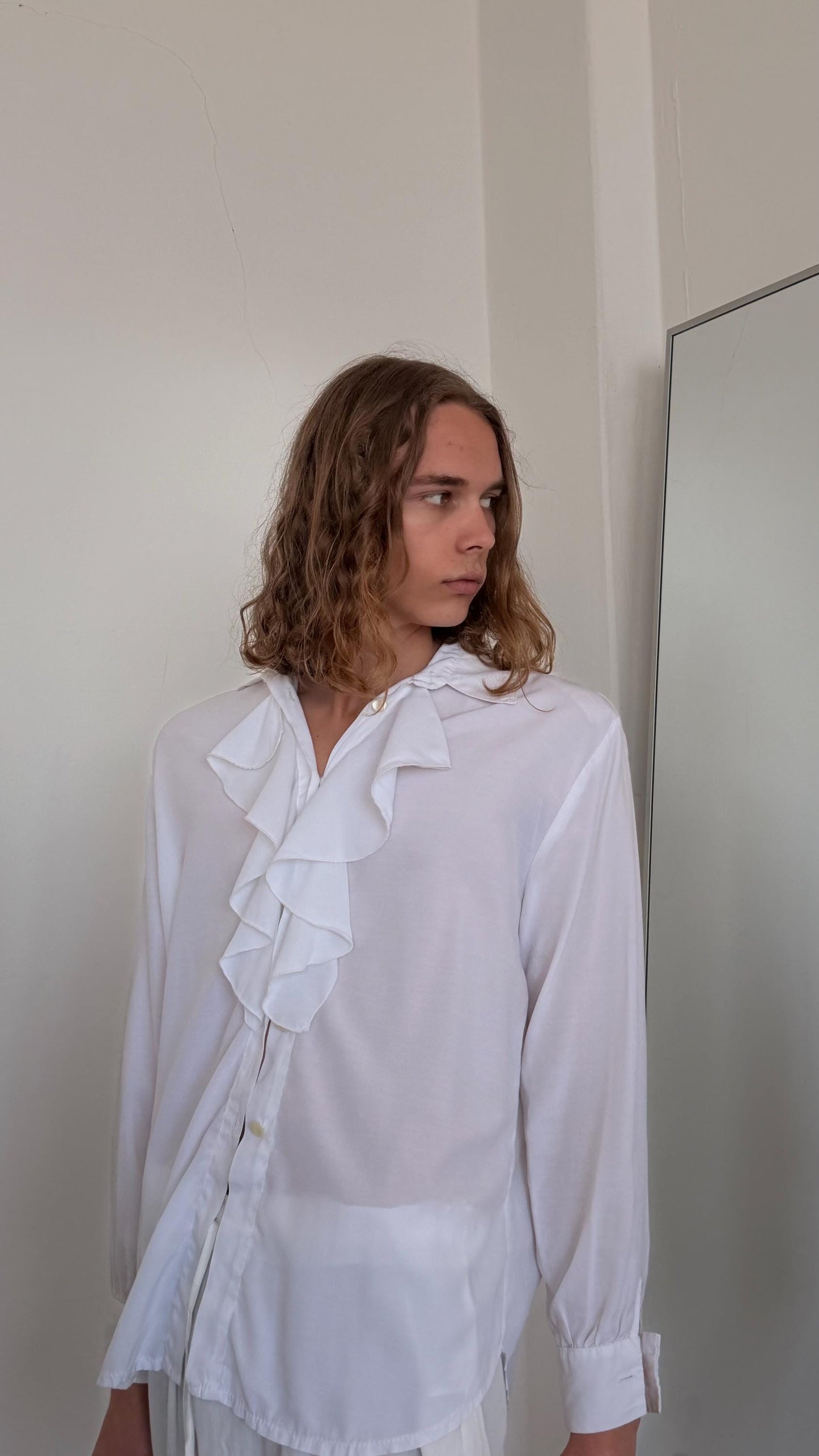 Vintage sheer women blouse in white