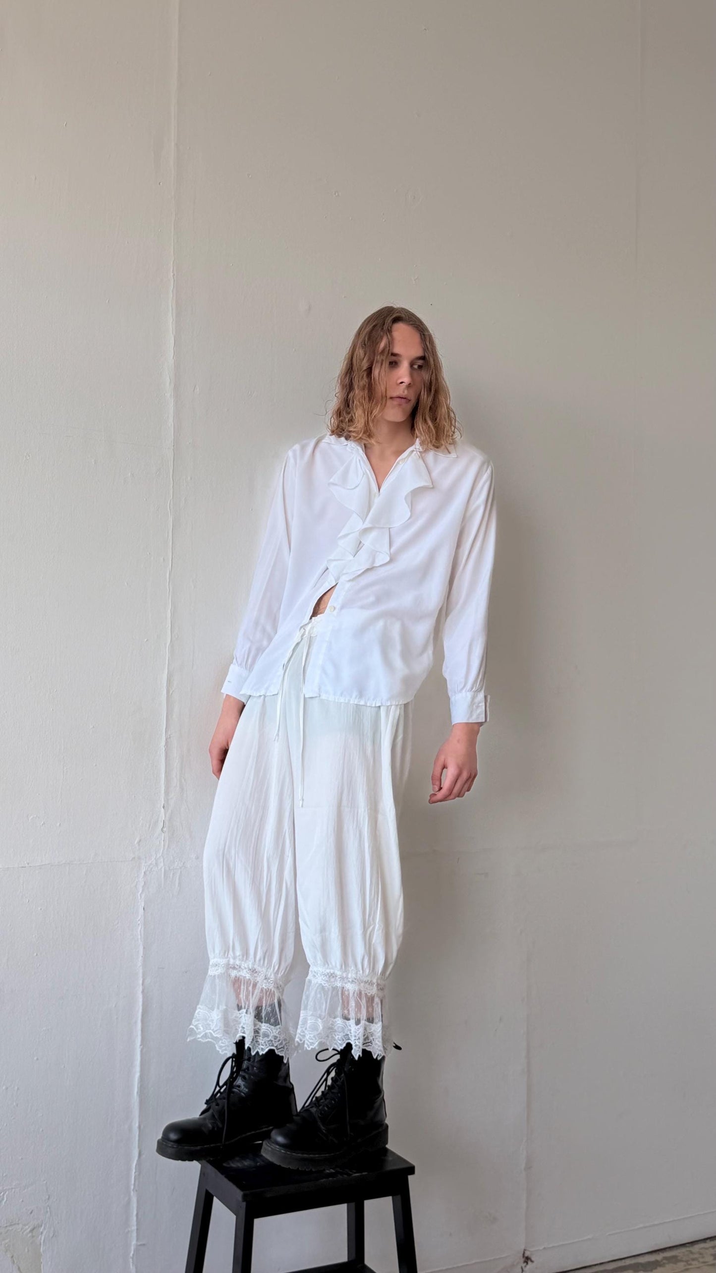 Vintage sheer women blouse in white