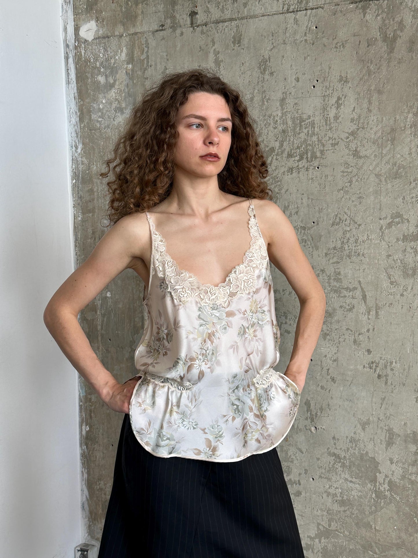 Vintage La Perla Floral Silk and Lace Camisole in Rose