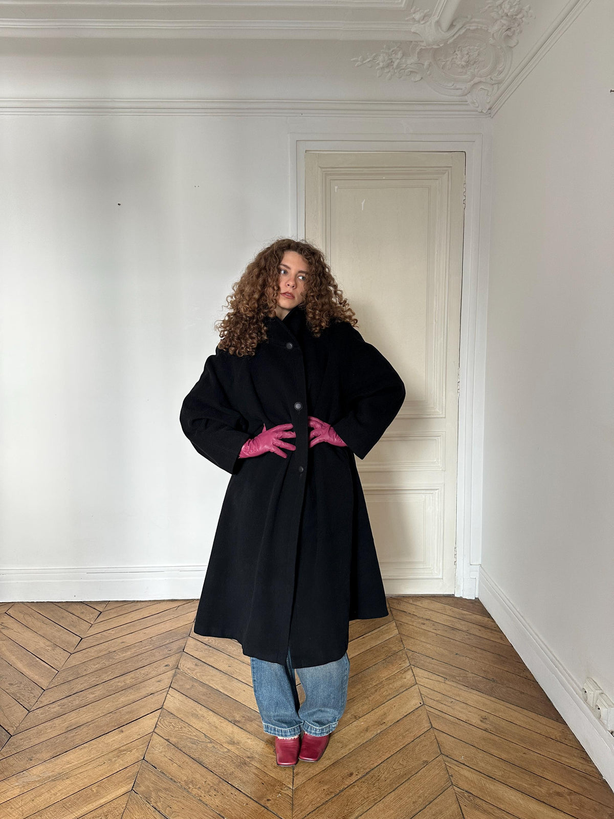 Vintage 90s Wool & Cashmere Coat in Black
