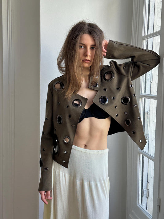 Vintage Y2K Eyelet Jacket in Green
