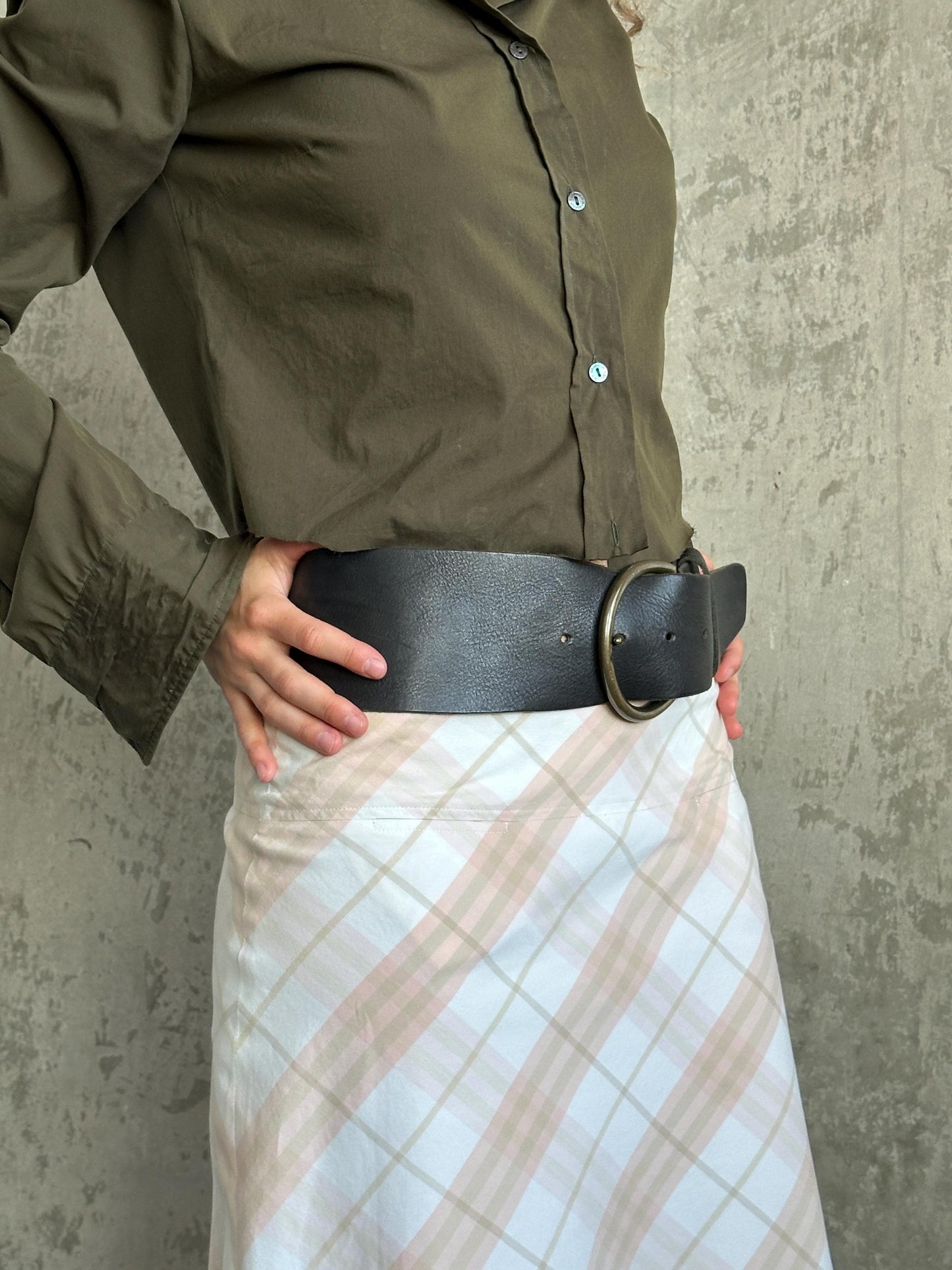 Vintage Burberry London Check Pencil Skirt in Blush Pink