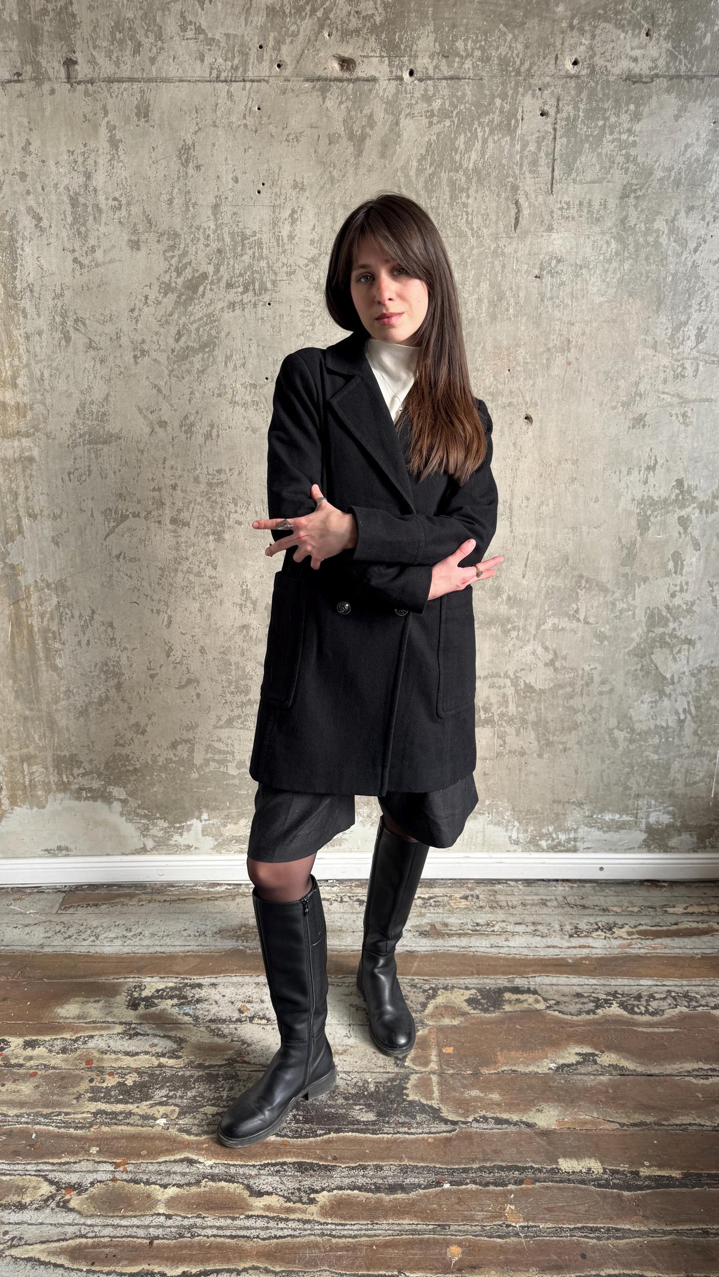 Vintage 90s Japan-style Boxy Coat In Black