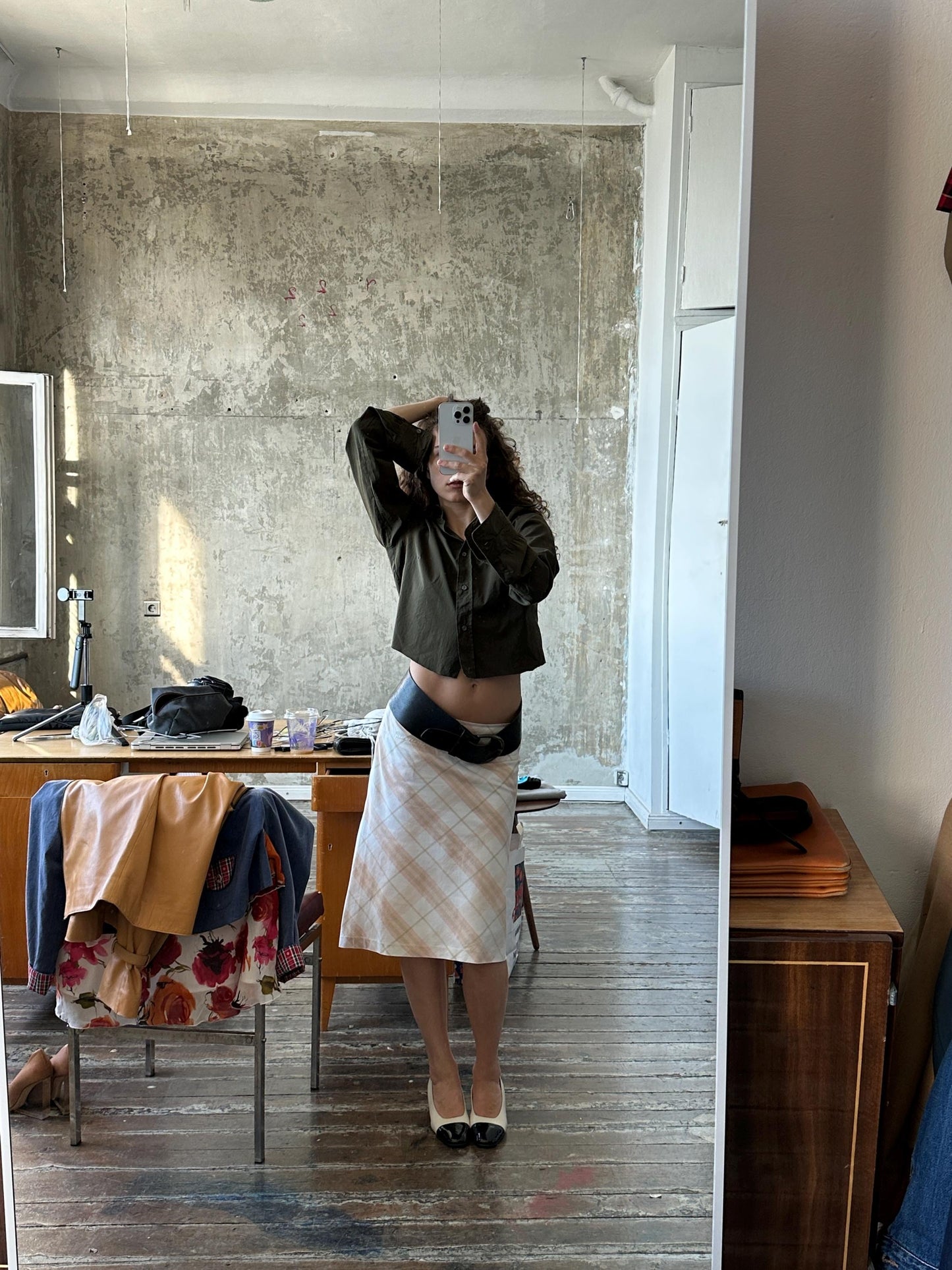 Vintage Burberry London Check Pencil Skirt in Blush Pink