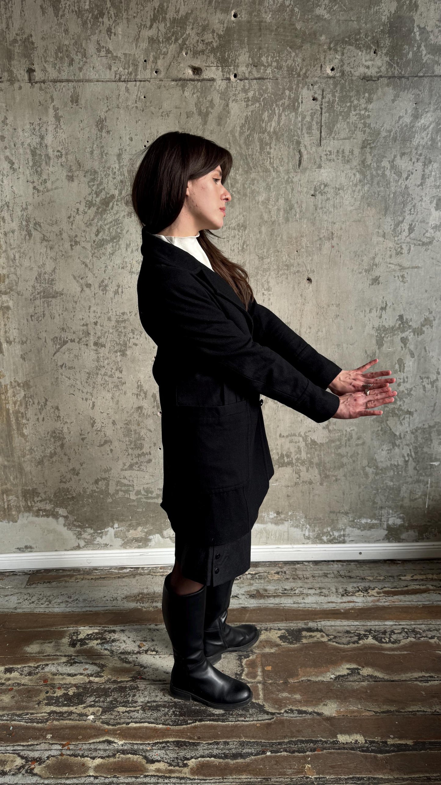 Vintage 90s Japan-style Boxy Coat In Black