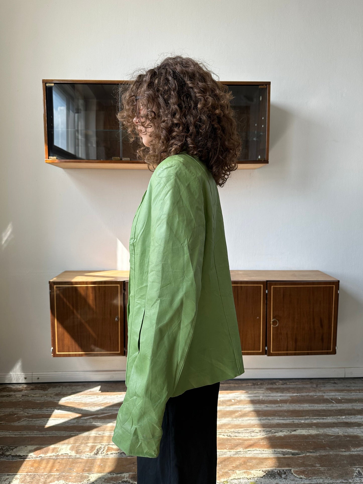 Vintage green leather blazer