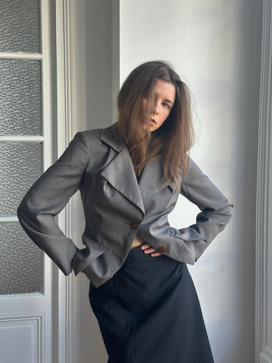 Vivienne Westwood Red Label Vintage Wool Pin Stripe Blazer in Grey