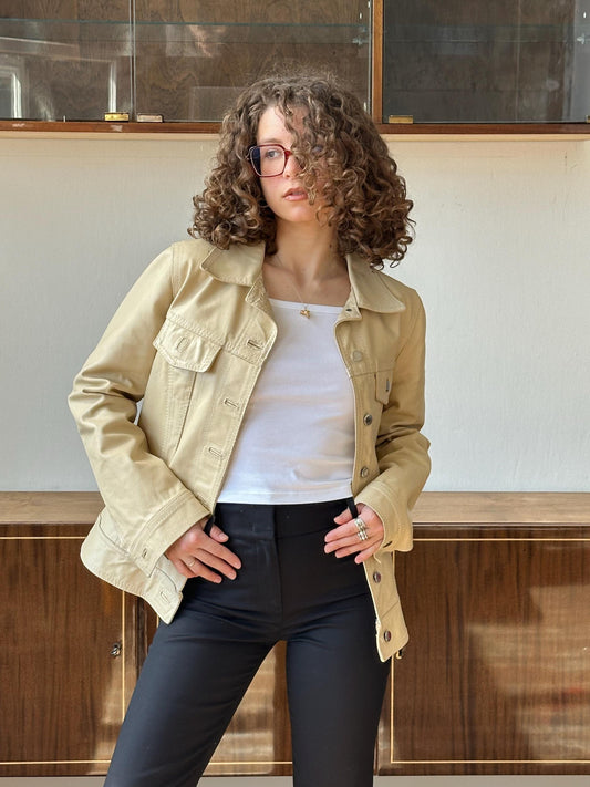 Vintage 90s leather jacket in white