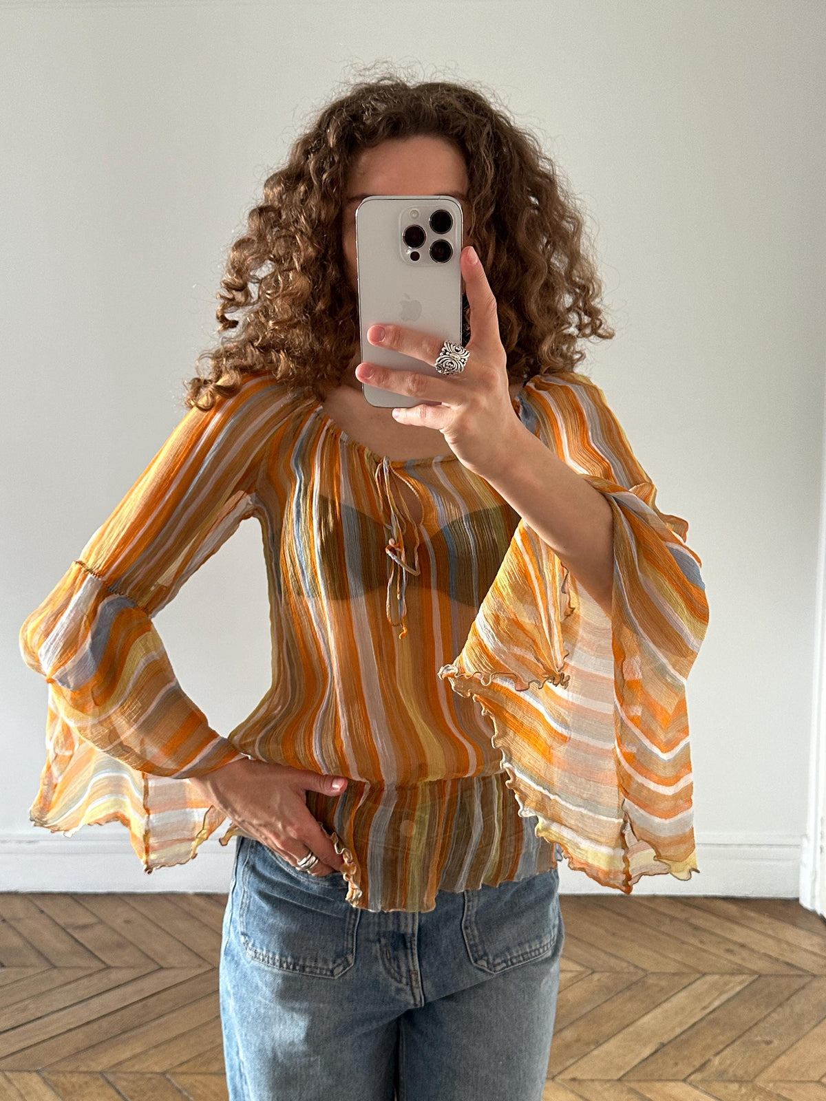 Vintage Moschino Cheap and Chic Silk Blouse in Orange