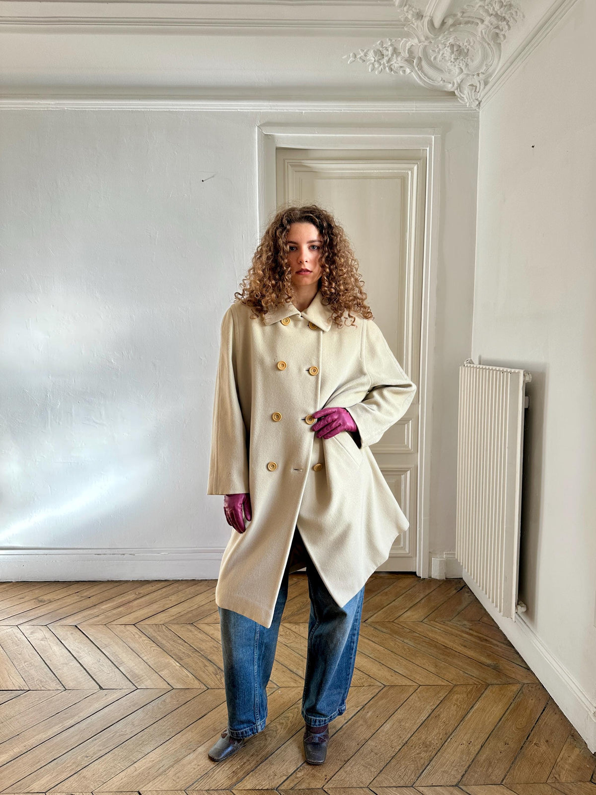 Vintage Les Copains Cream Pure Wool Coat