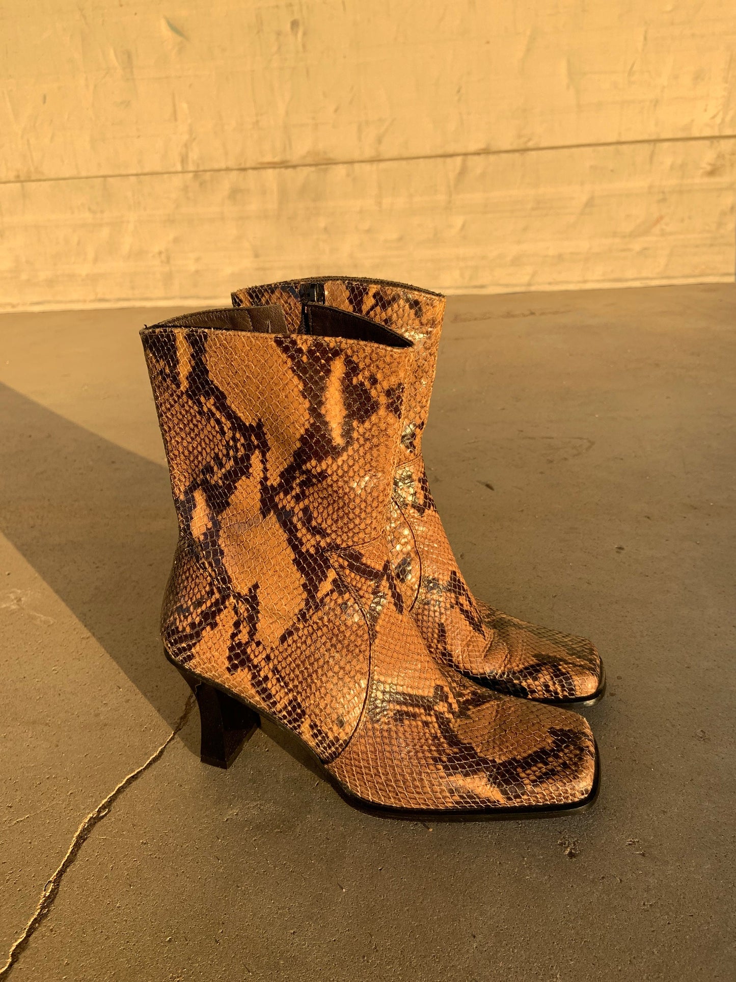Vintage snake leather ankle boots