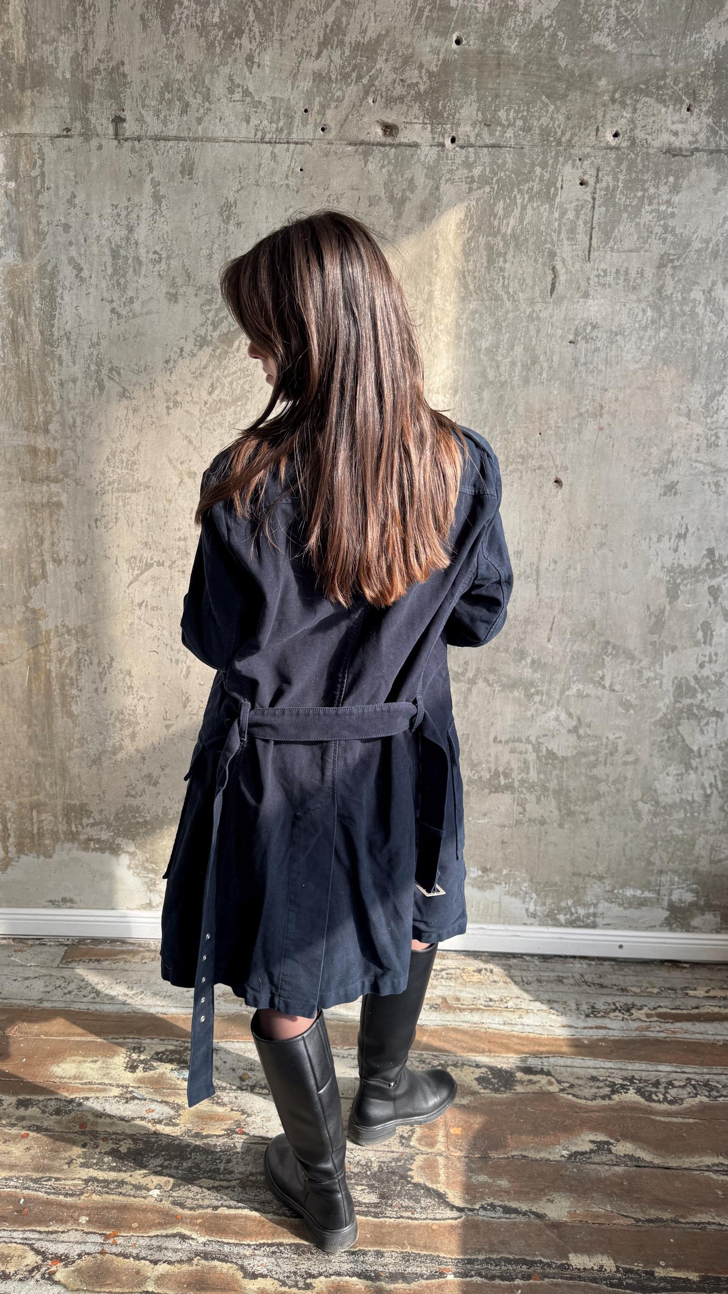 Vintage SISLEY belted coat in dark blue