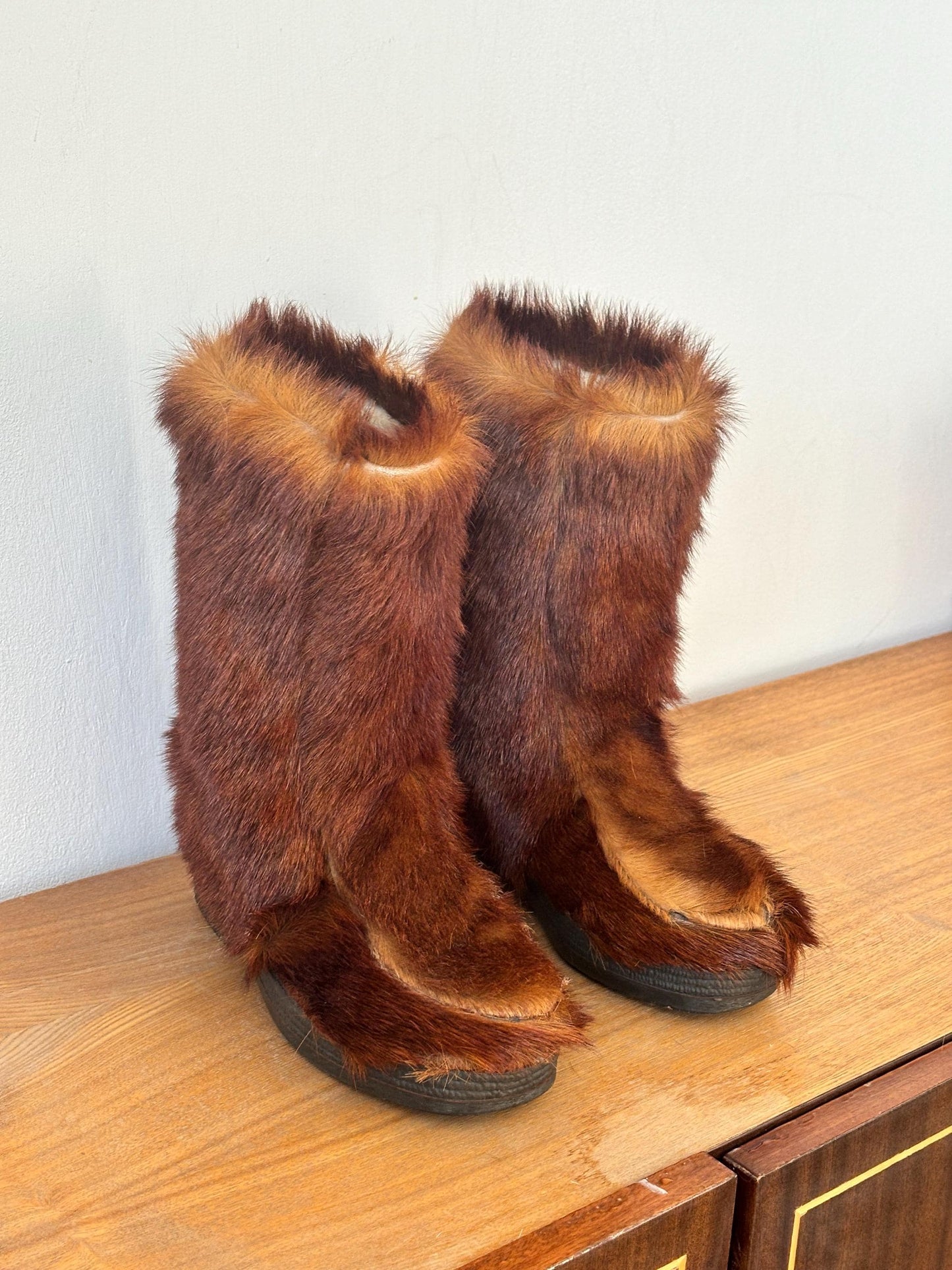 Vintage Snowman wool boots in brown, size EUR 38