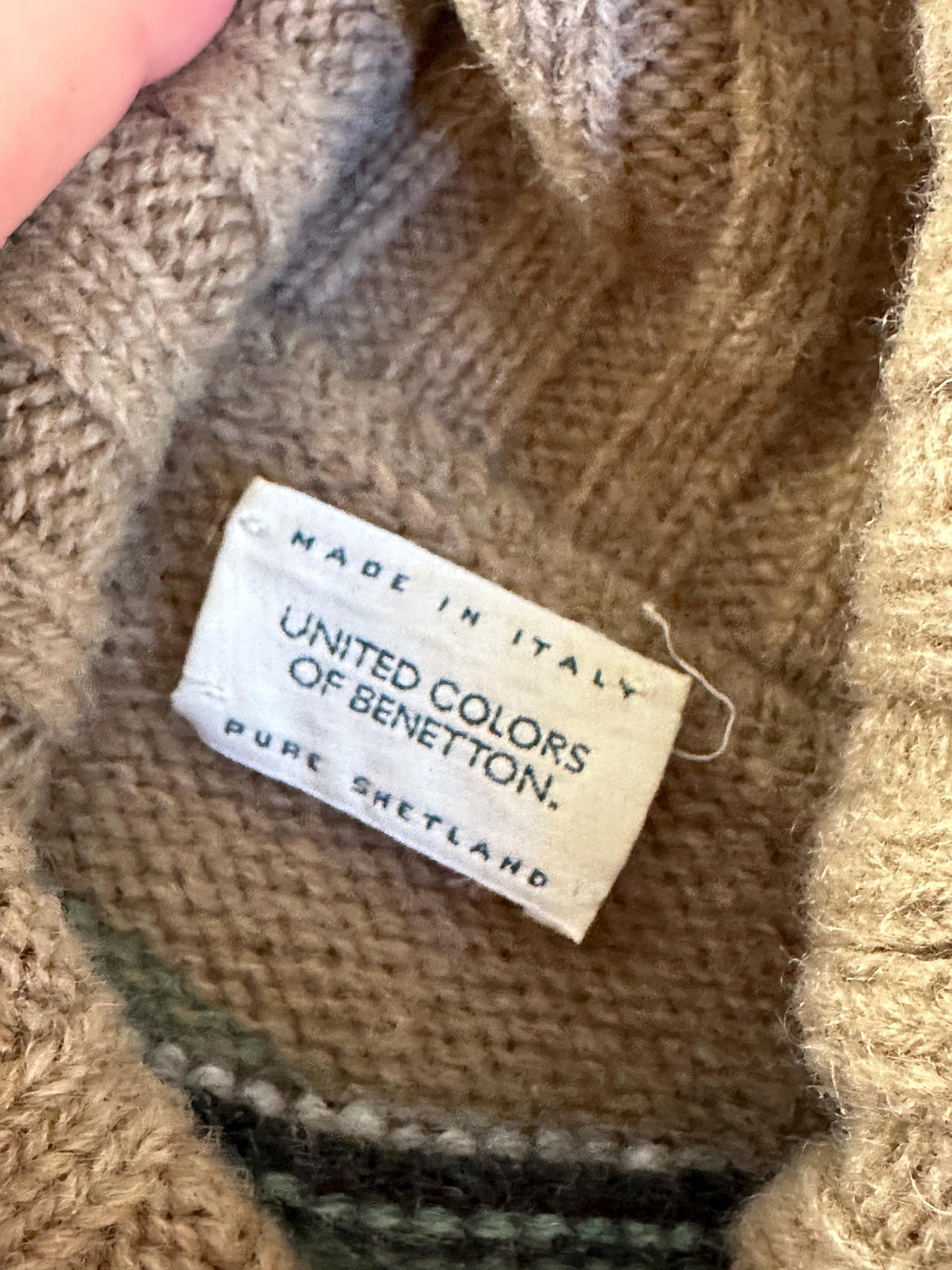 Vintage Pure Shetland Wool Sweater in Beige