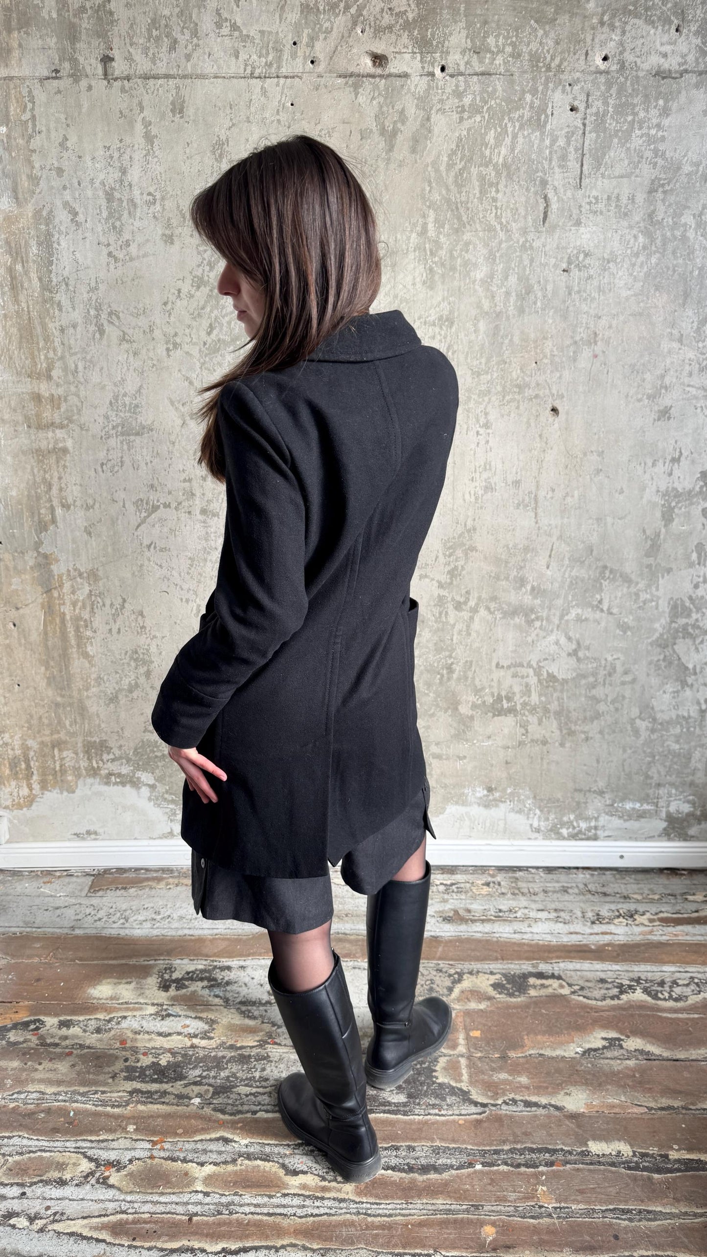 Vintage 90s Japan-style Boxy Coat In Black
