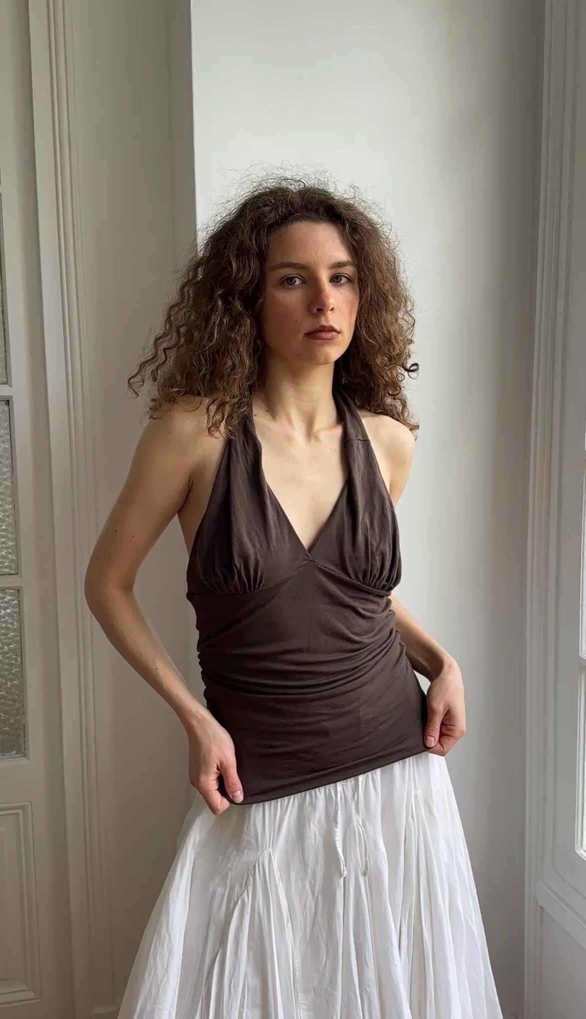 Vintage Y2K Sisley Brown Halterneck Top