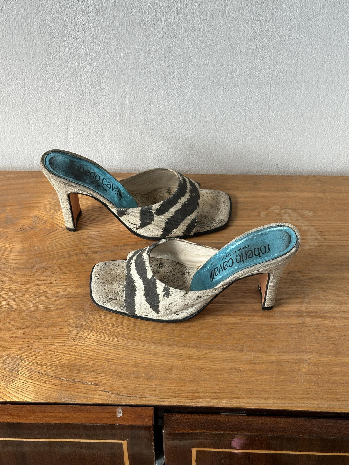 Vintage Roberto Cavalli Zebra Print Mules I US 6.5