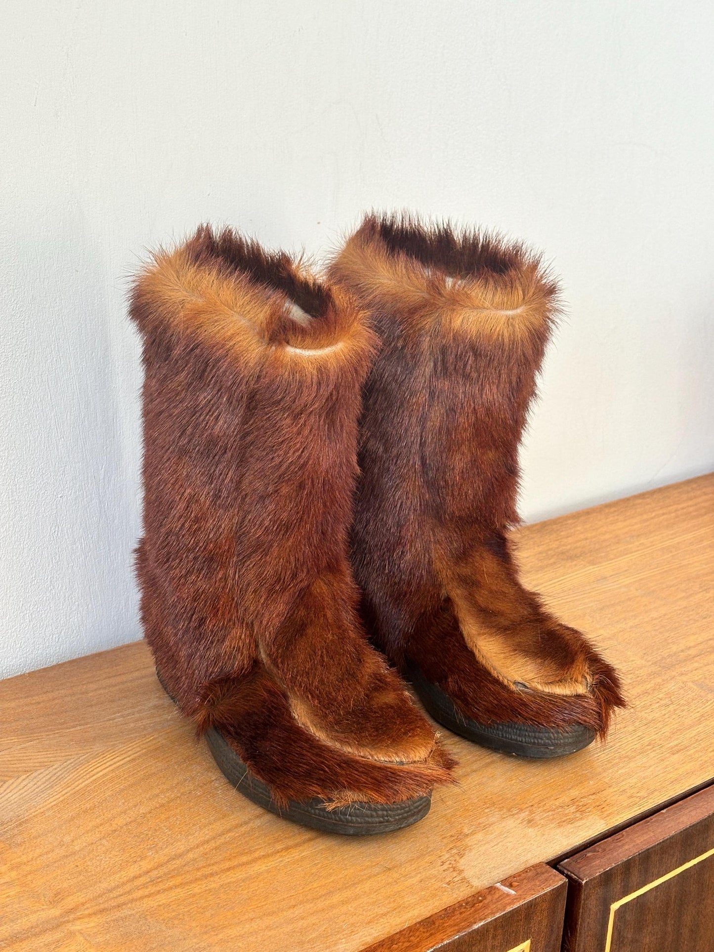 Vintage Snowman wool boots in brown, size EUR 38