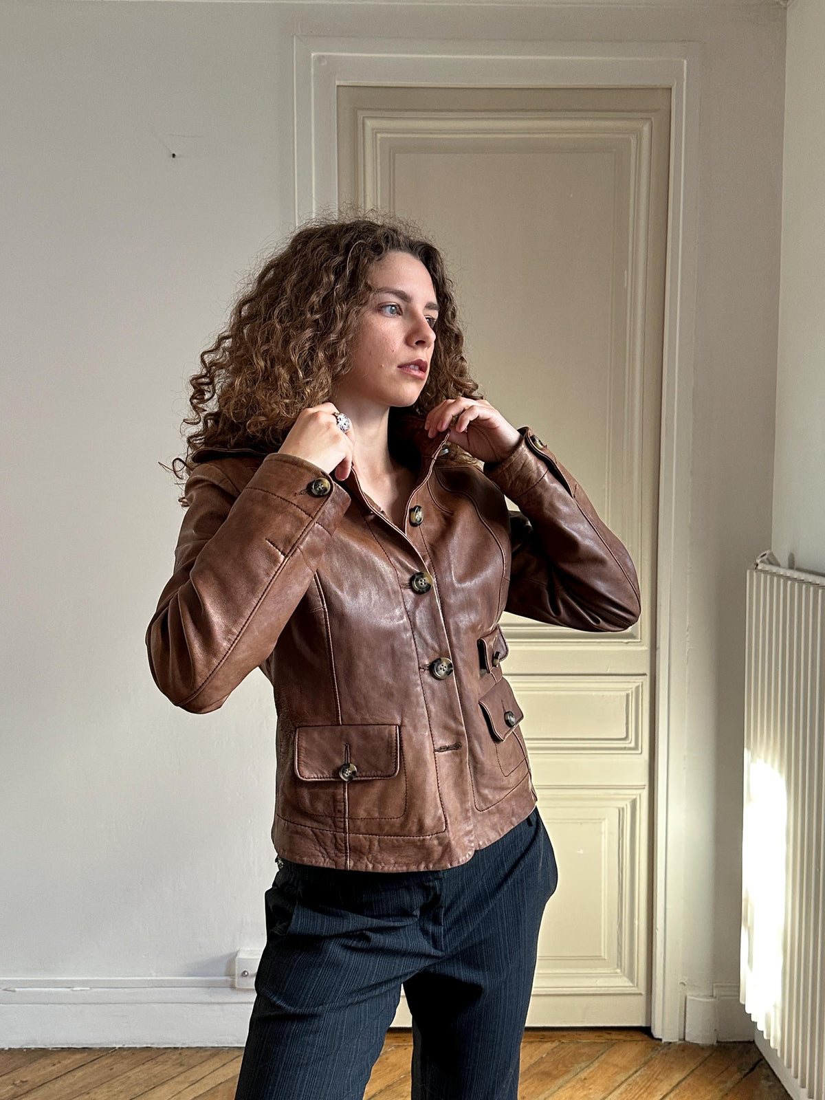 Vintage Arma Field Leather Jacket in Brown