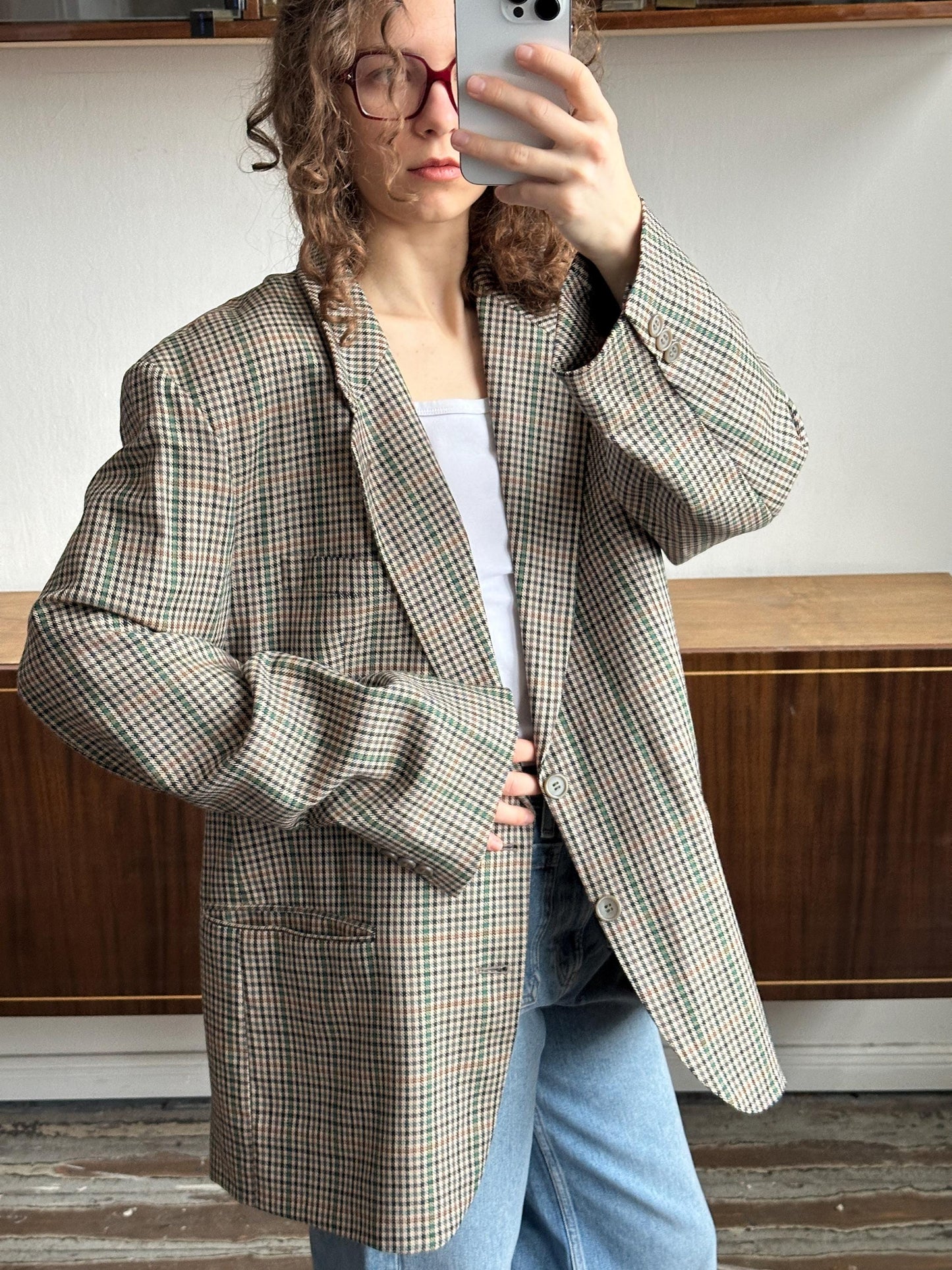 Vintage 90s classic plaid blazer