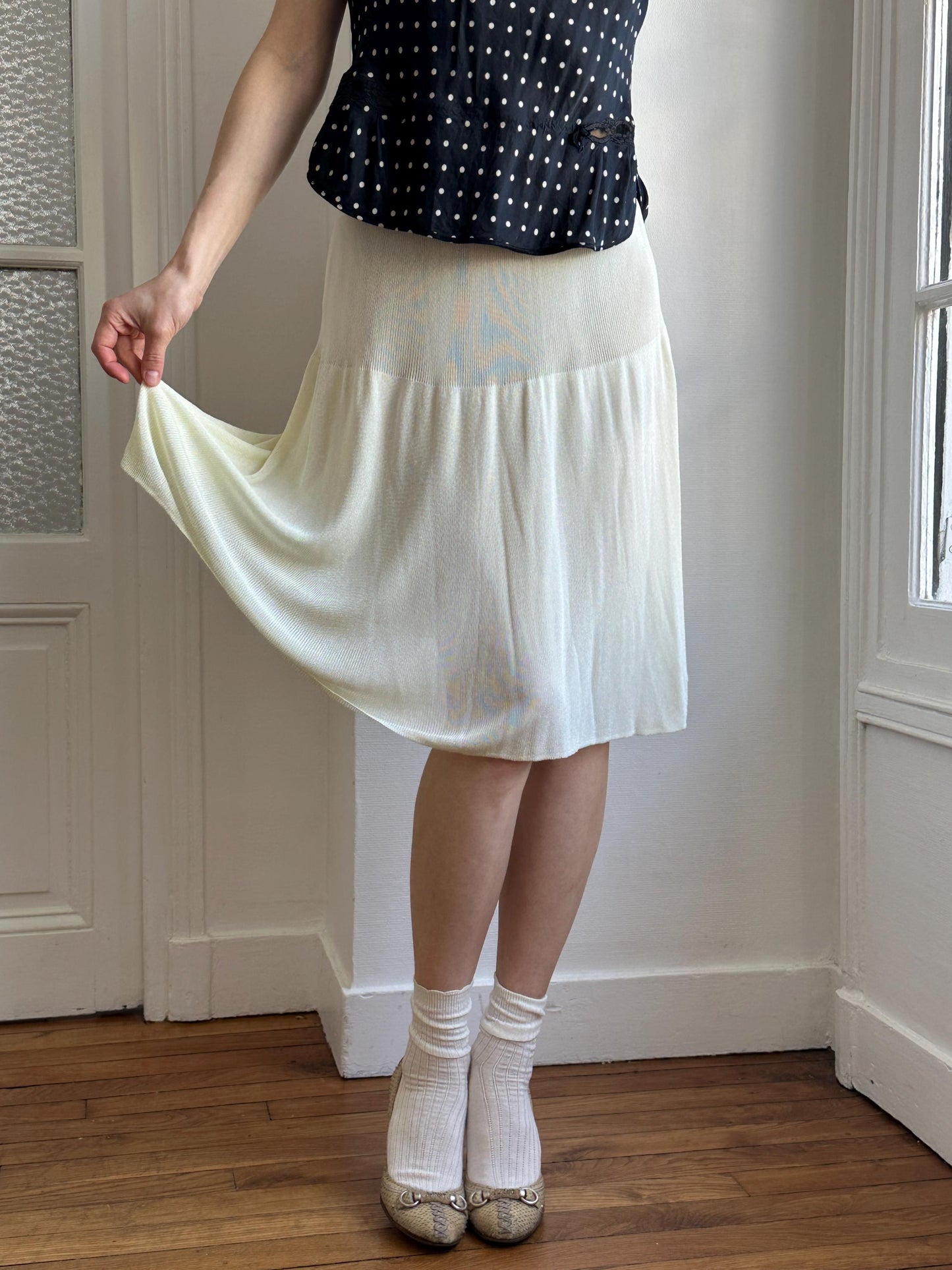 Vintage Emporio Armani Knit Skirt in Light Yellow/Butter
