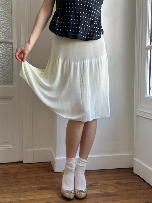 Vintage Emporio Armani Knit Skirt in Light Yellow/Butter