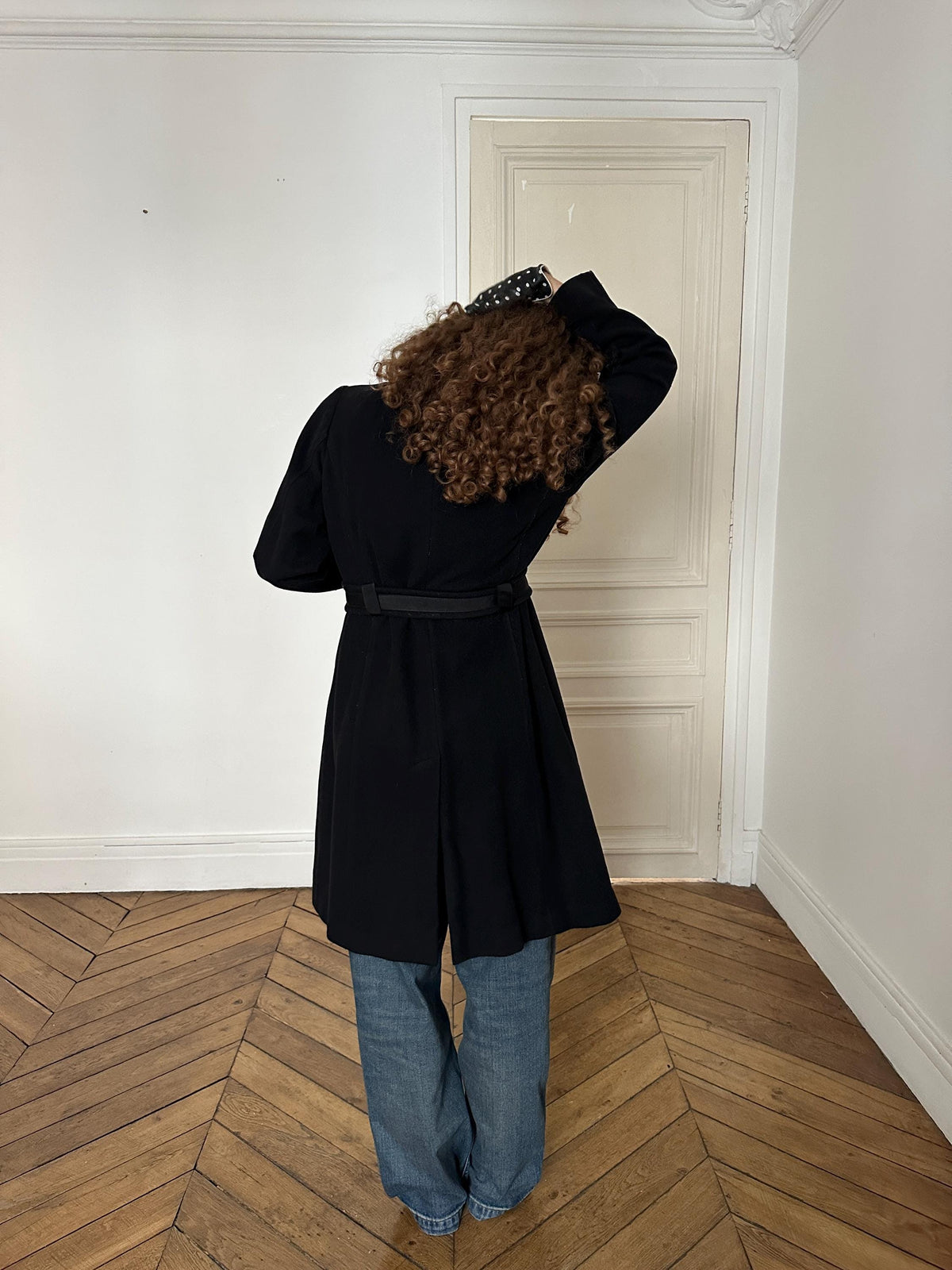Vintage 90s Black Wool Cashmere Coat