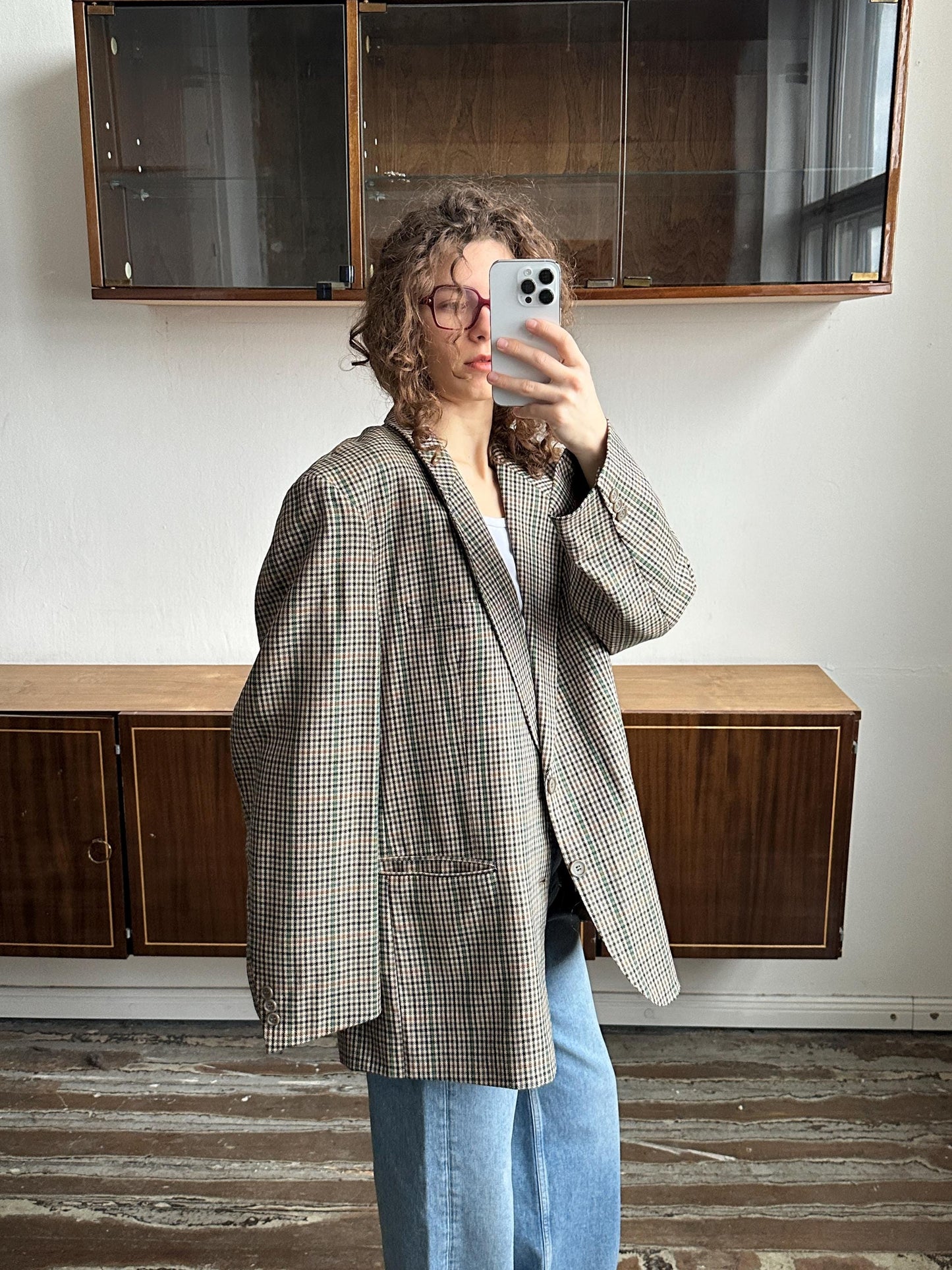 Vintage 90s classic plaid blazer