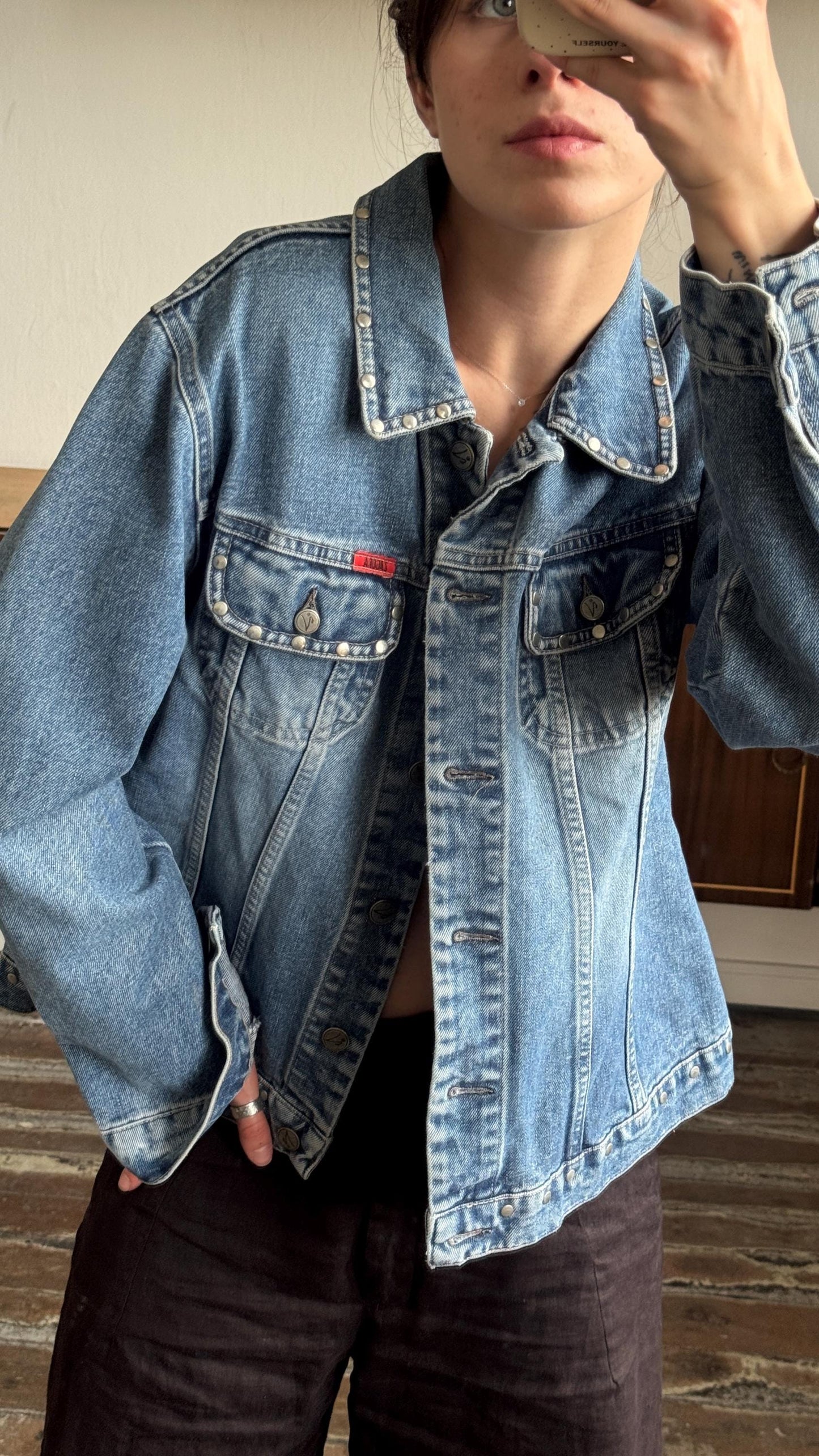 Vintage oversized denim jeans jacket in blue