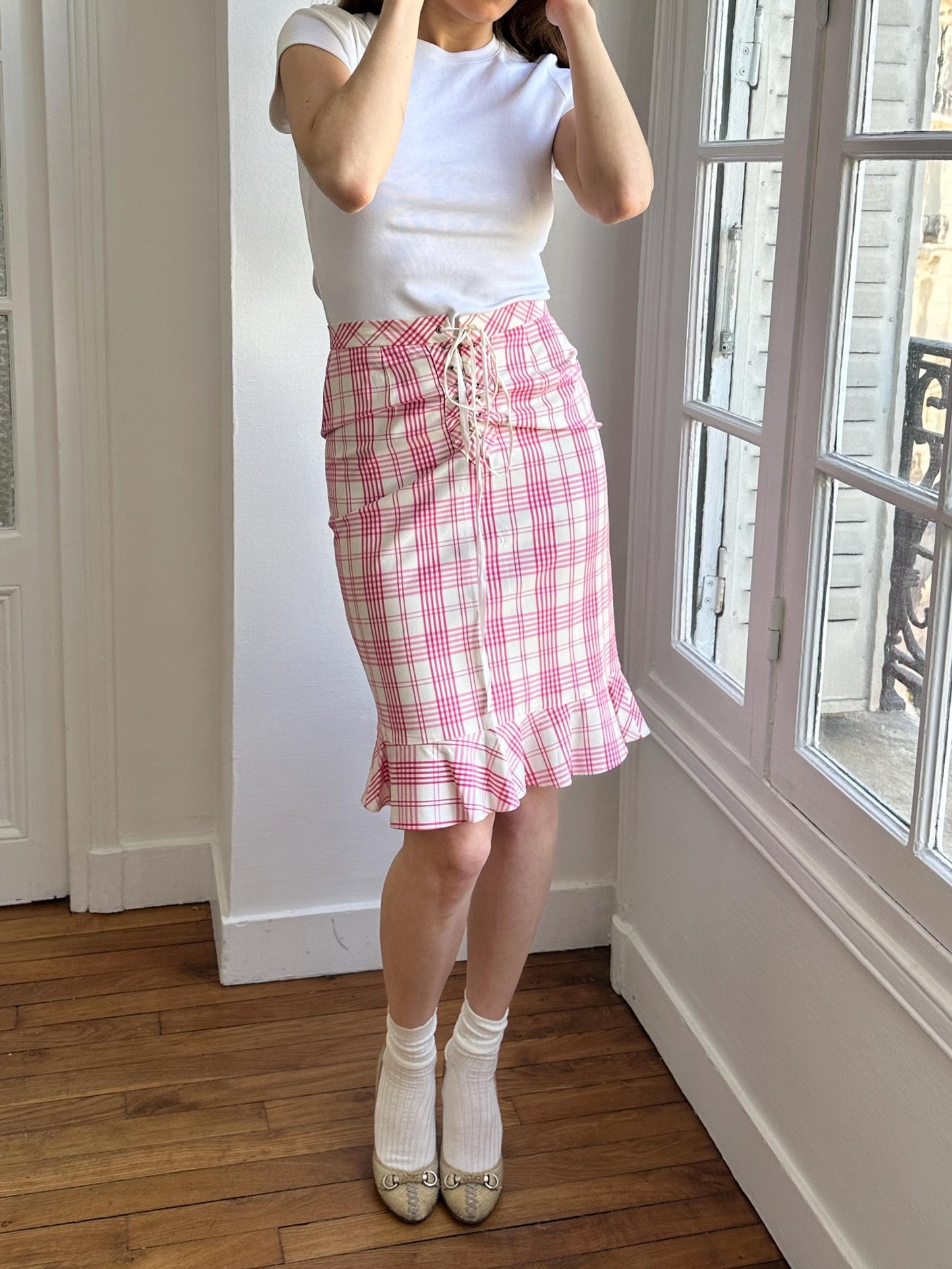 Vintage Moschino Cheap & Chic Pink Plaid Skirt