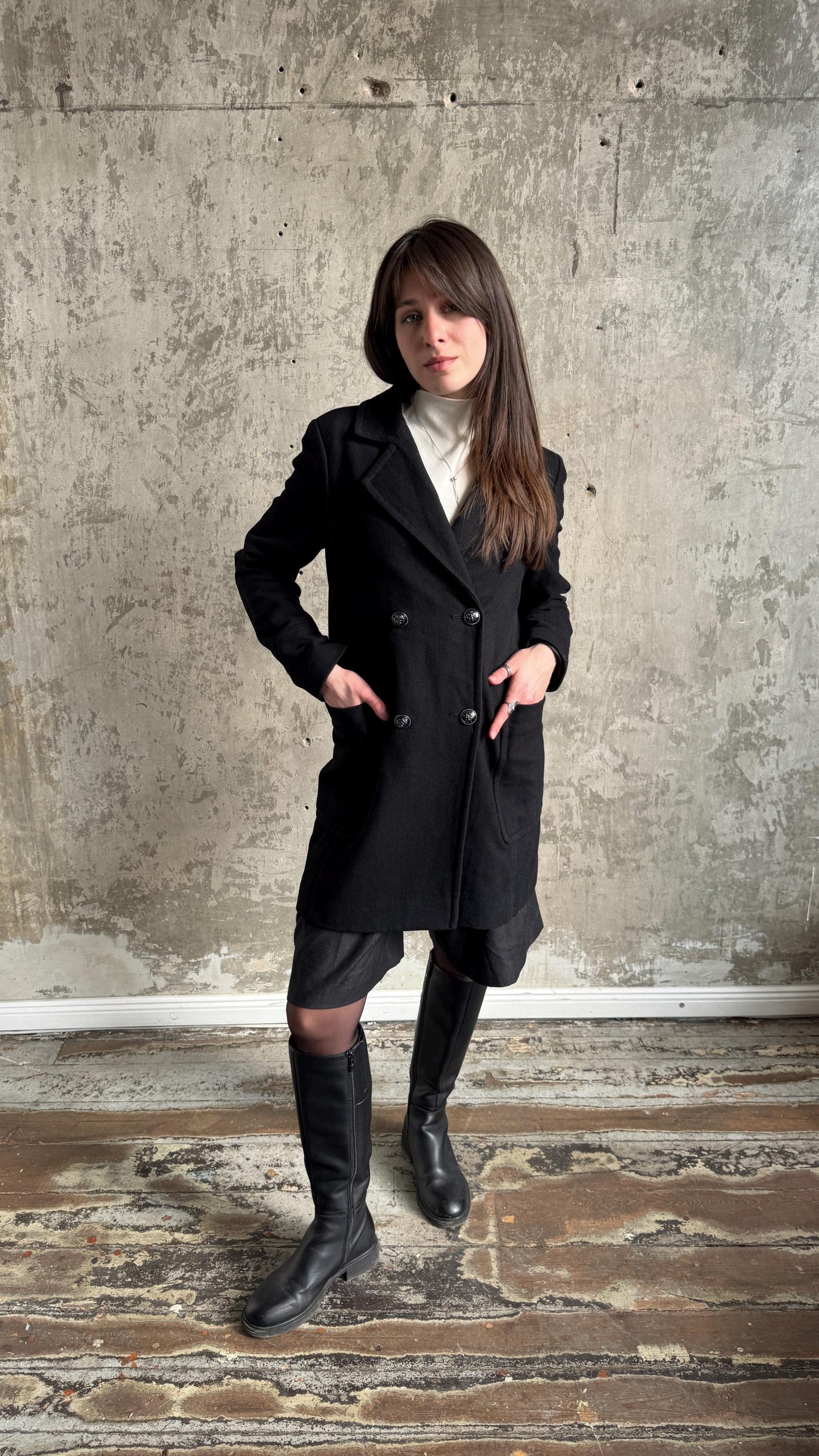 Vintage 90s Japan-style Boxy Coat In Black