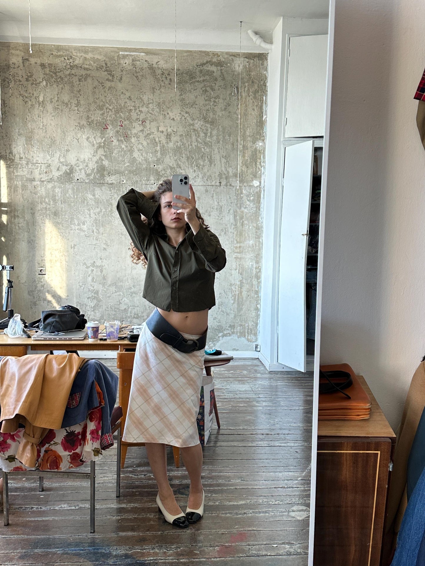 Vintage Burberry London Check Pencil Skirt in Blush Pink