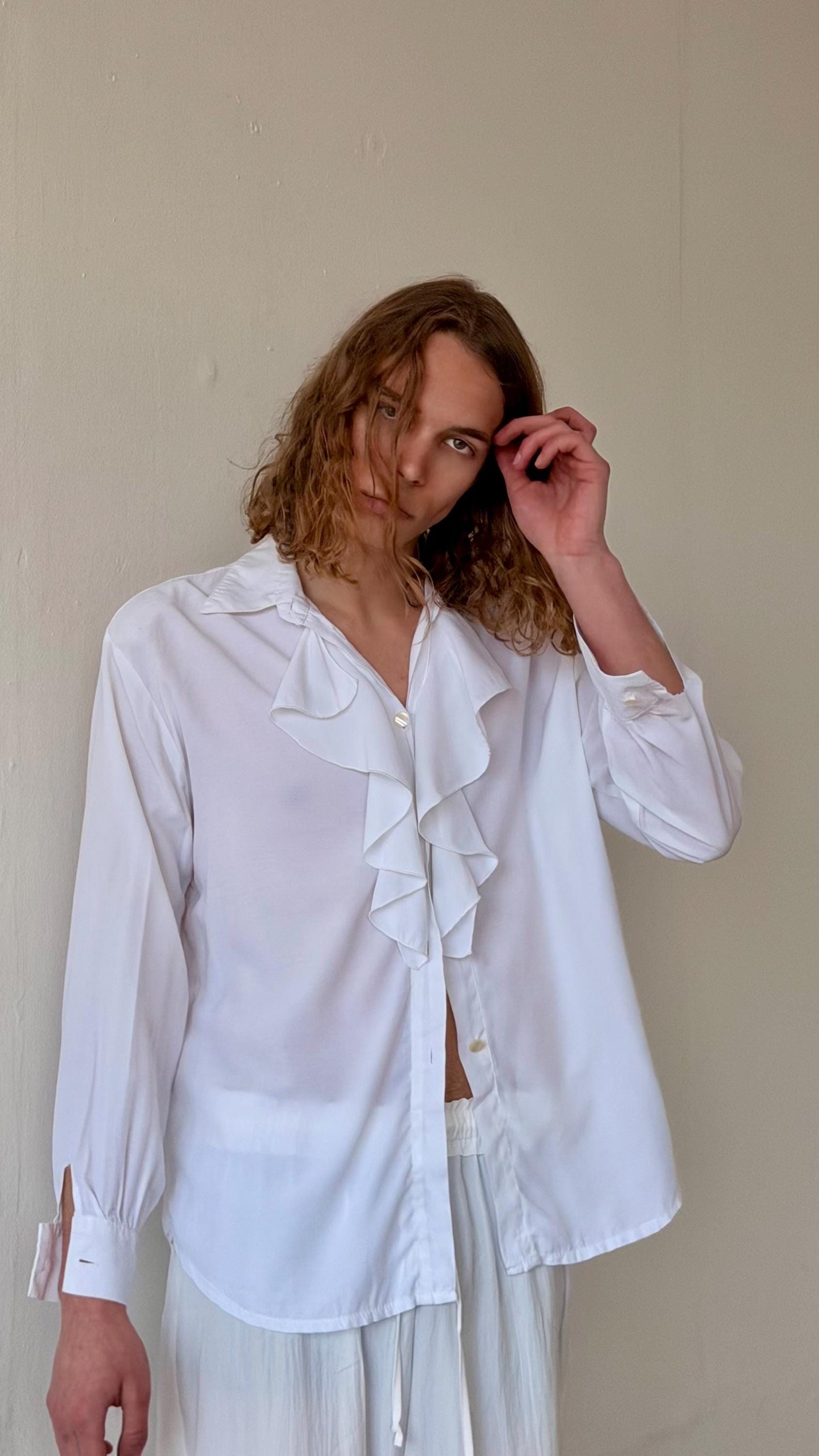 Vintage sheer women blouse in white