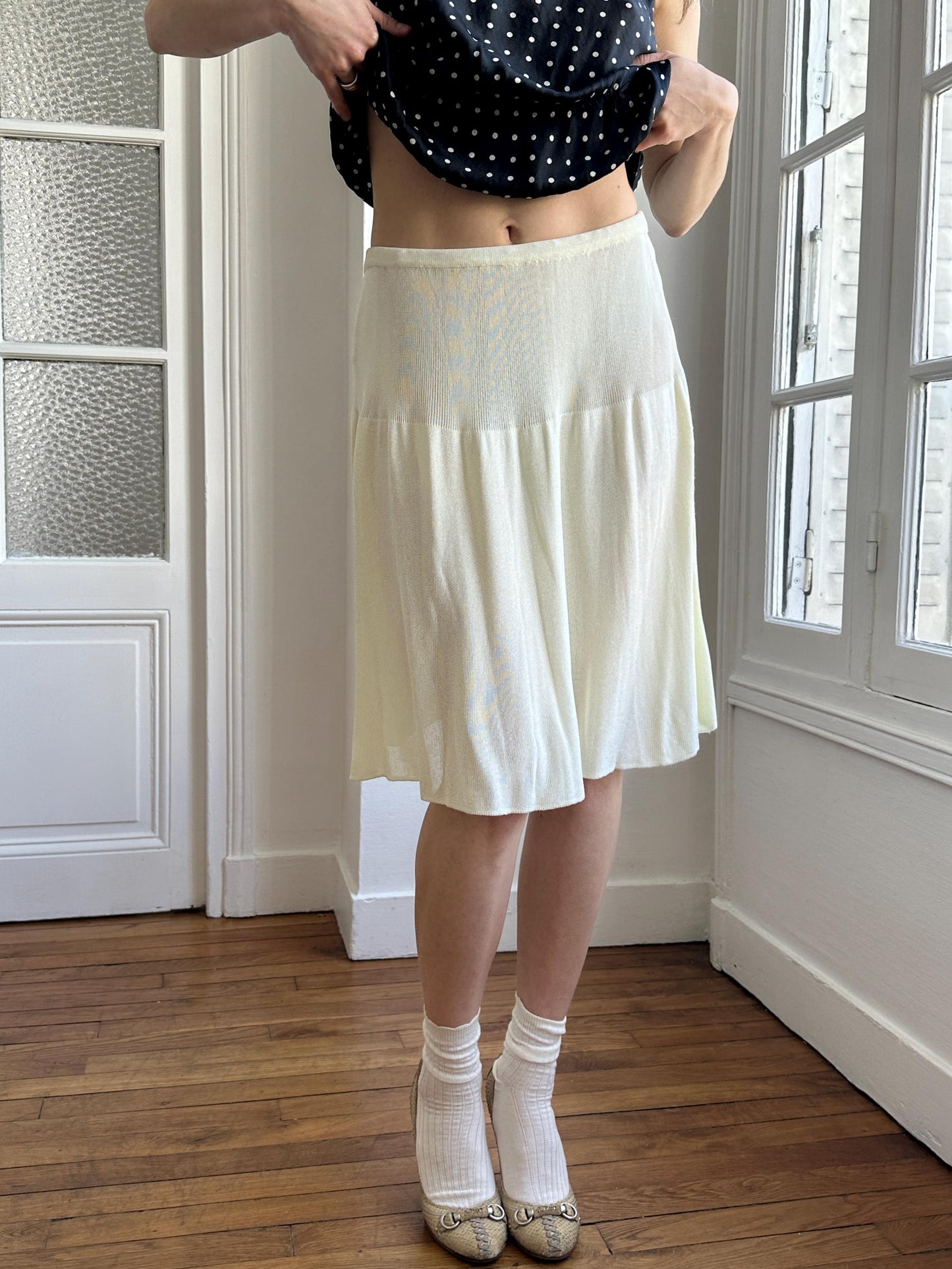 Vintage Emporio Armani Knit Skirt in Light Yellow/Butter