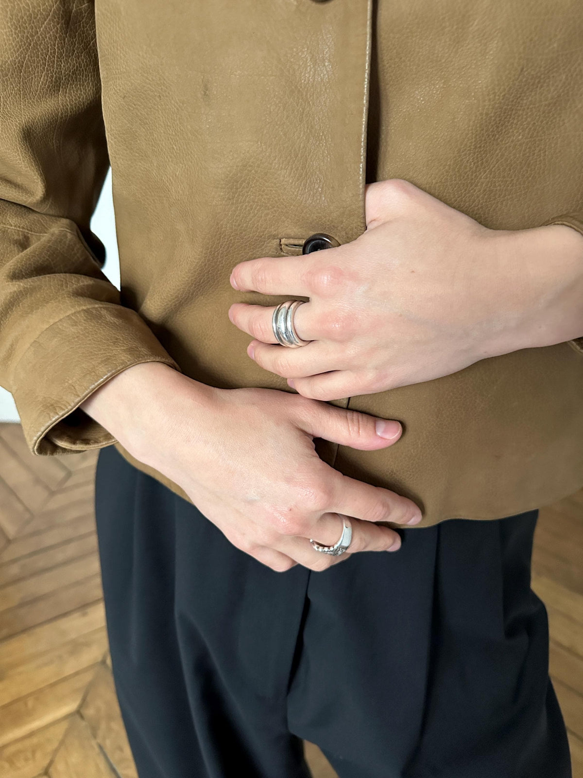 Vintage Marni Cropped Leather Jacket in Beige