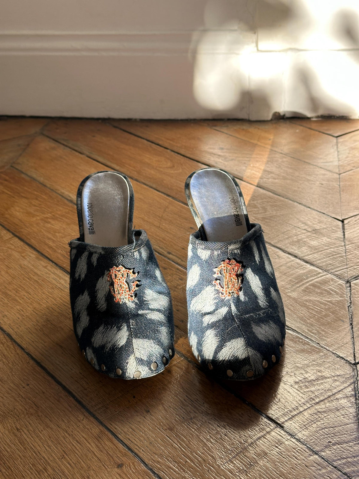 Vintage Y2K Roberto Cavalli Denim Blue Mules I US 6.5