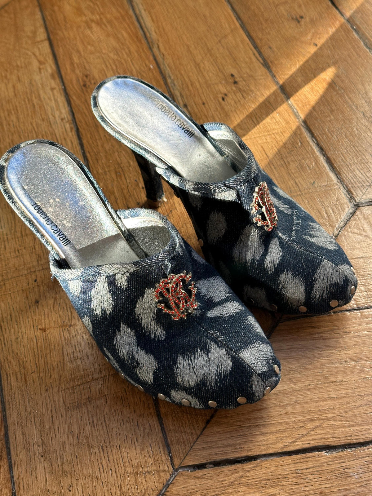 Vintage Y2K Roberto Cavalli Denim Blue Mules I US 6.5