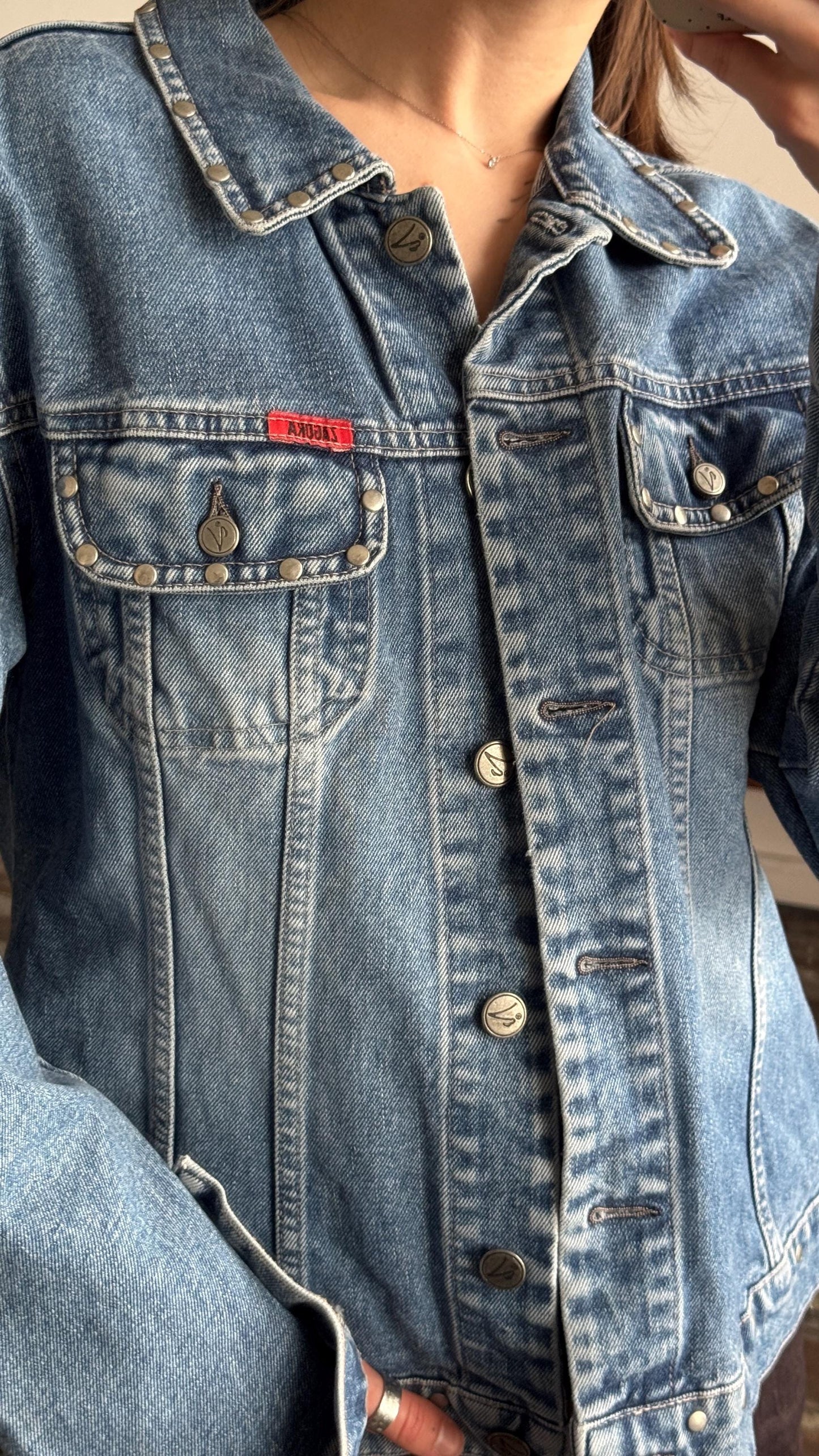 Vintage oversized denim jeans jacket in blue