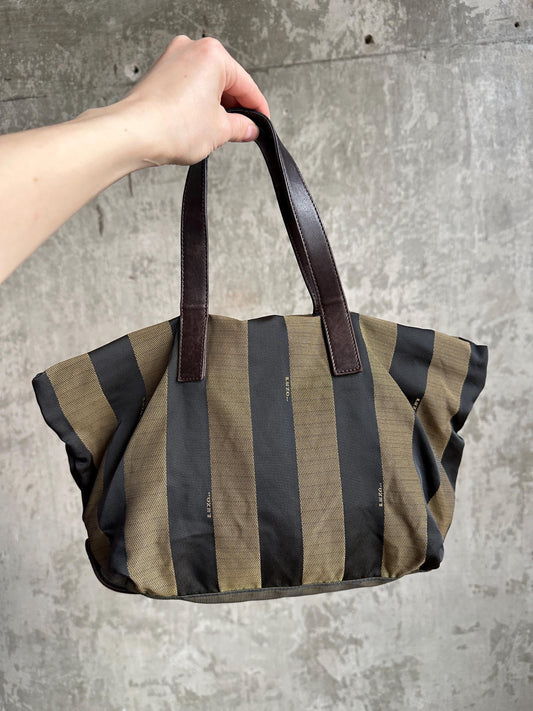 Vintage FENDI Pequin Striped Tote Bag