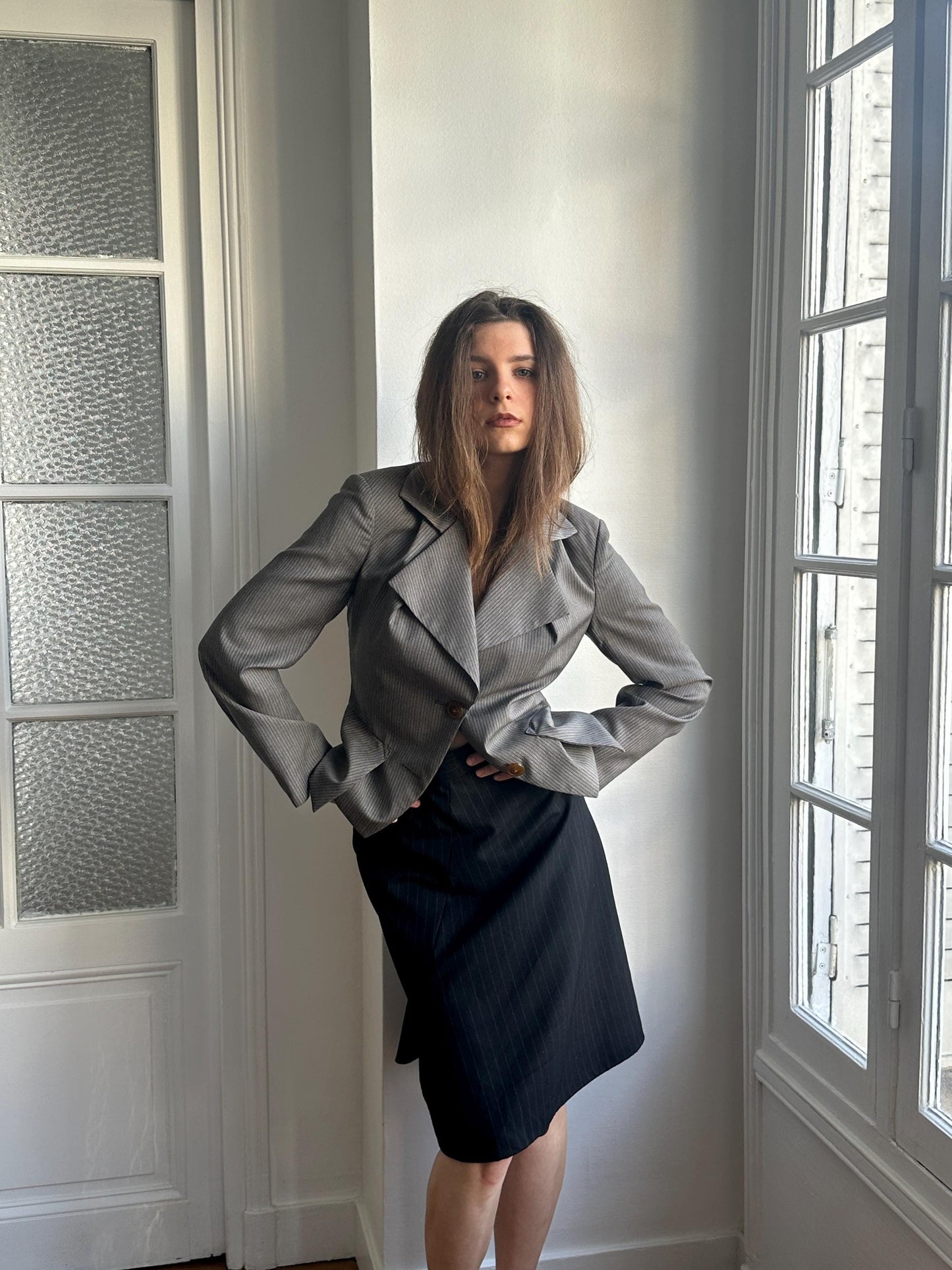 Vivienne Westwood Red Label Vintage Wool Pin Stripe Blazer in Grey